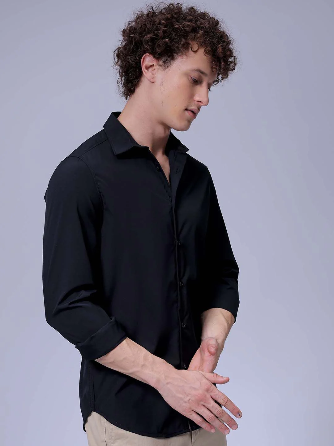 The Indian Garage Co Men Slim Fit Spread Collar Solid Casual Shirt - Image 5