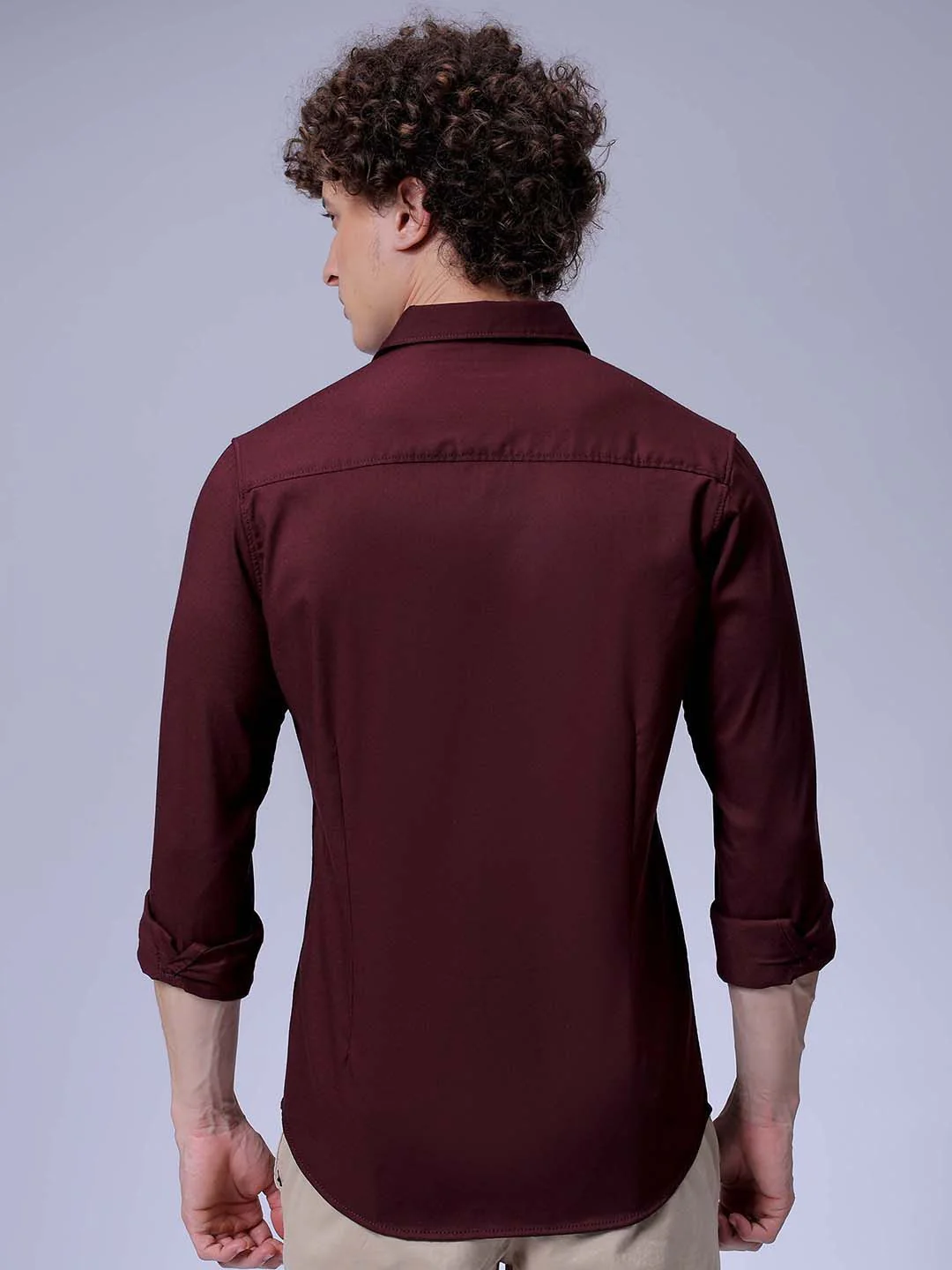 The Indian Garage Co Men Slim Fit Spread Collar Solid Casual Shirt - Image 6