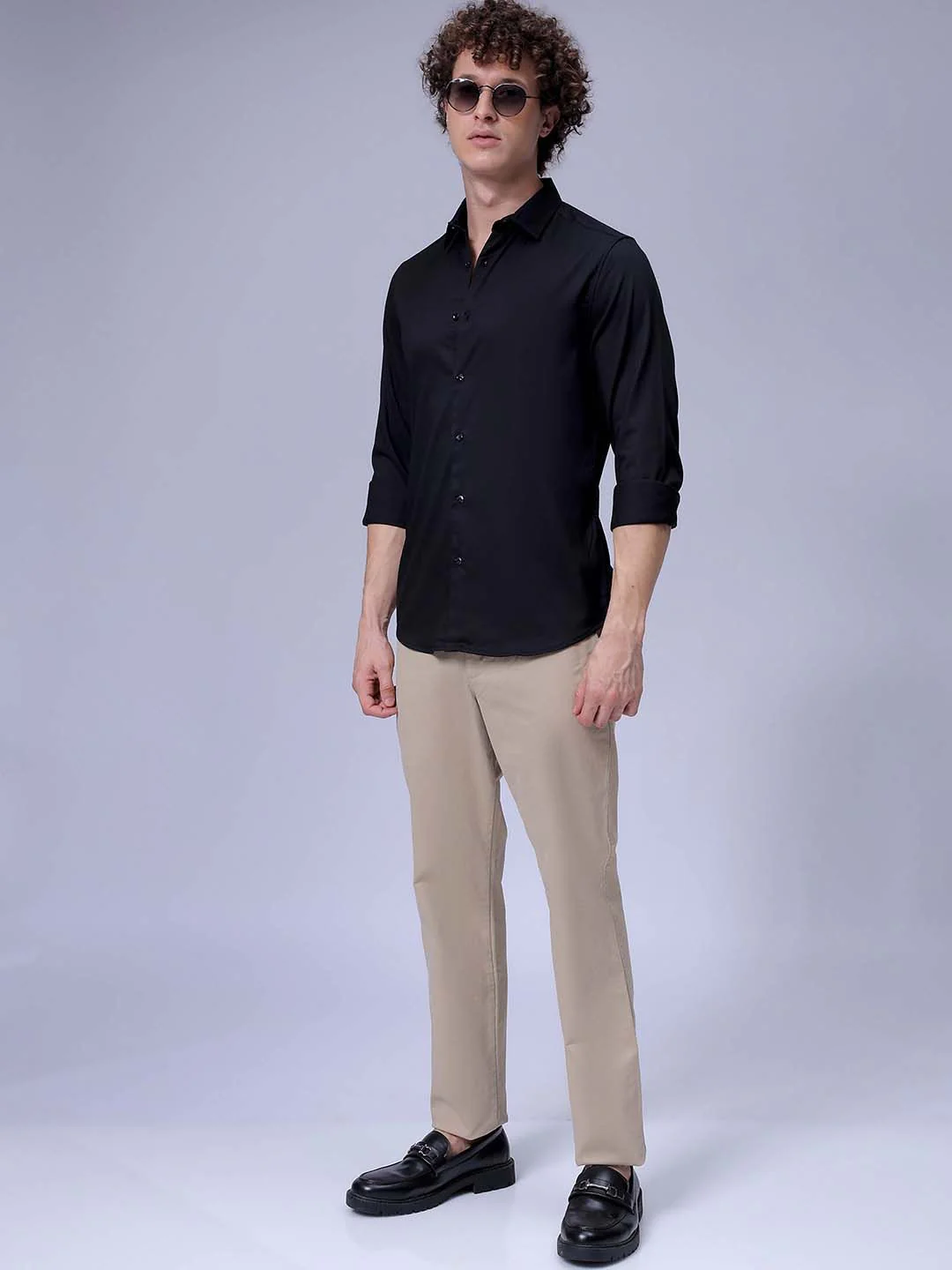 The Indian Garage Co Men Slim Fit Spread Collar Solid Casual Shirt - Image 2