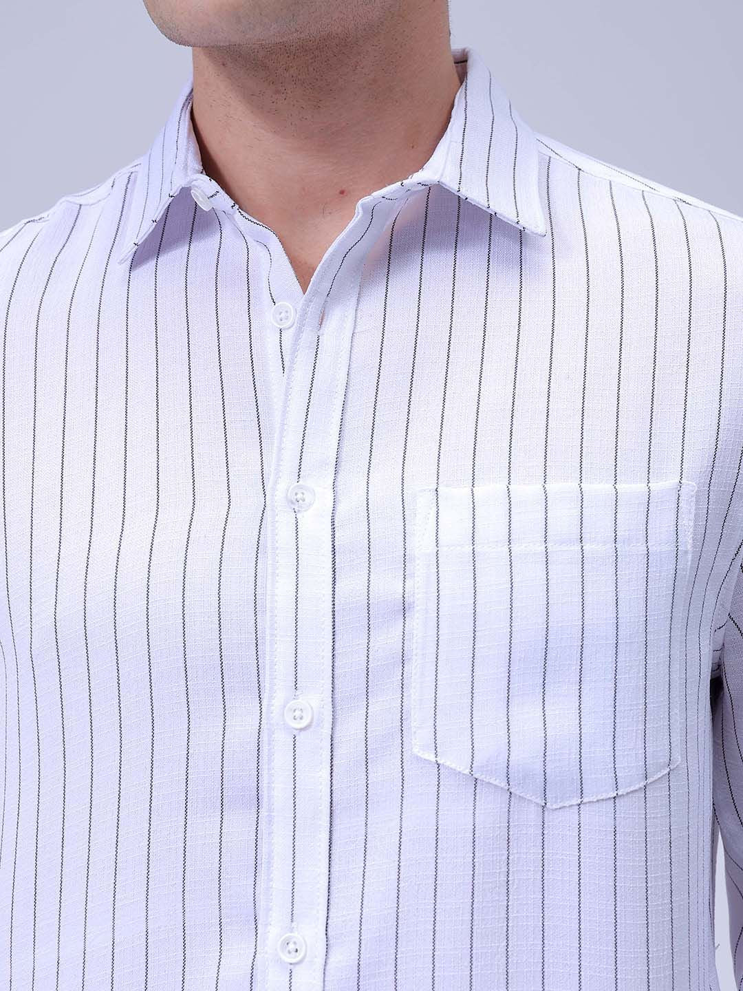The Indian Garage Co Men Slim Fit Spread Collar Vertical Striped Casual Shirt - Image 3
