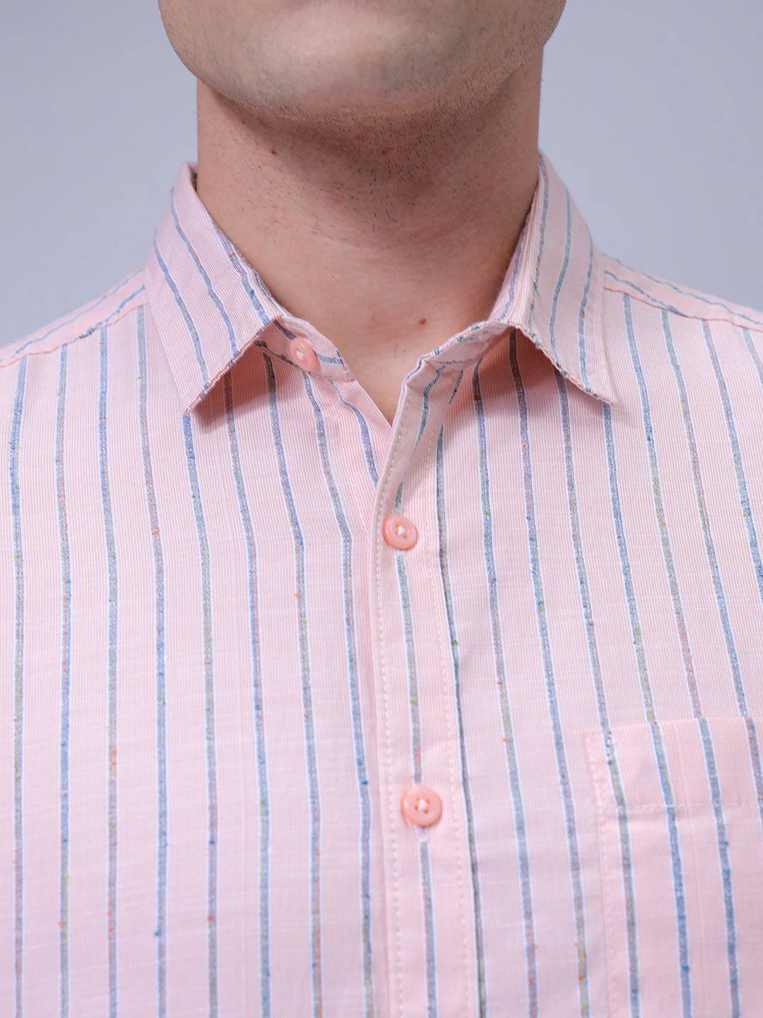 The Indian Garage Co Men Slim Fit Spread Collar Vertical Striped Cotton Casual Shirt - Image 3