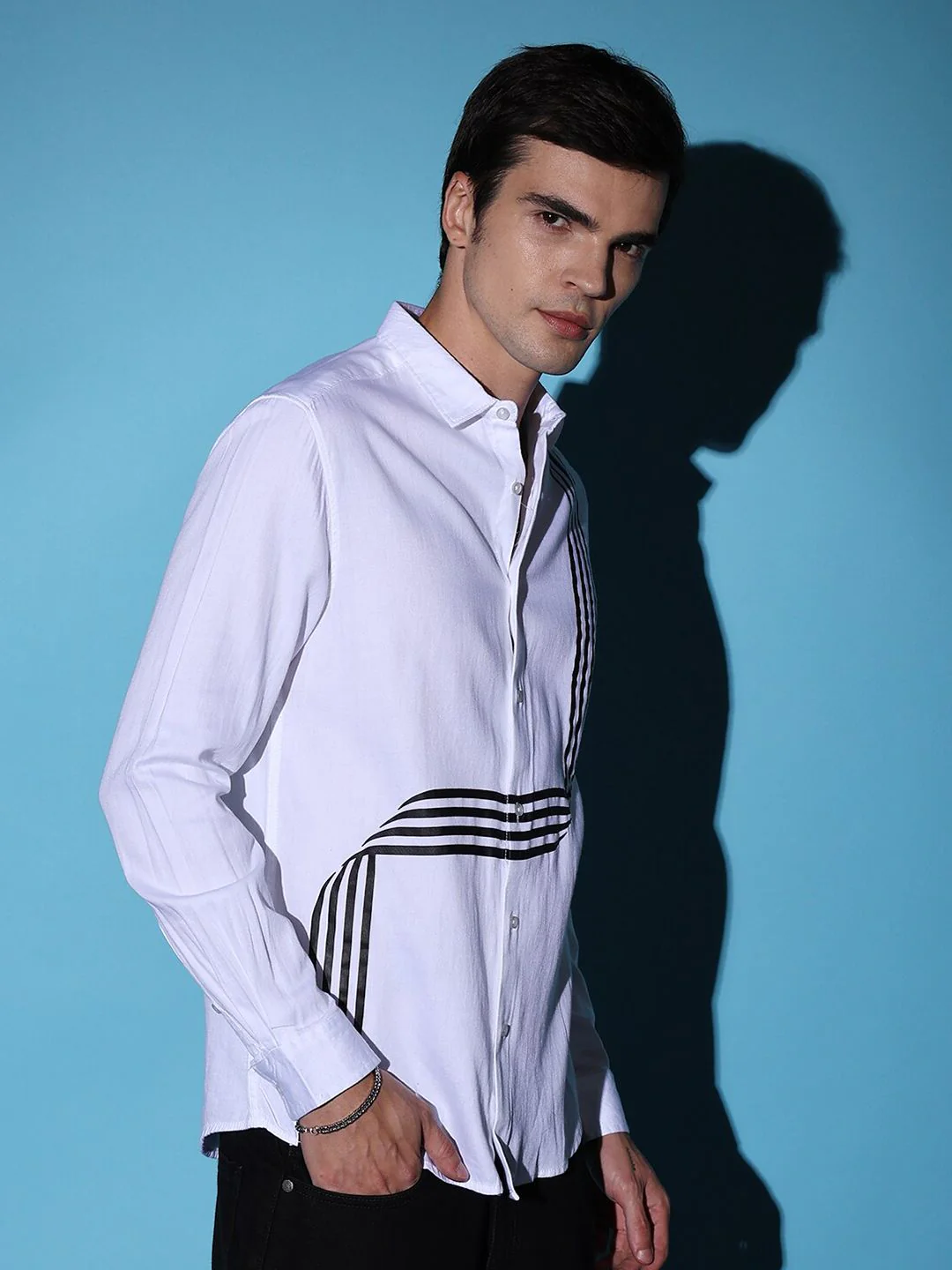 The Indian Garage Co Men Slim Fit Striped Cotton Casual Shirt - Image 3