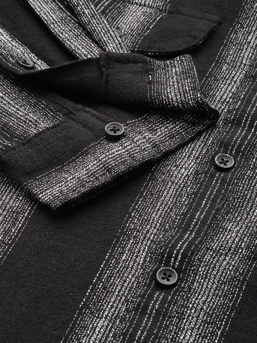 The Indian Garage Co Men Slim Fit Striped Double Flap Casual Shirt - Image 3