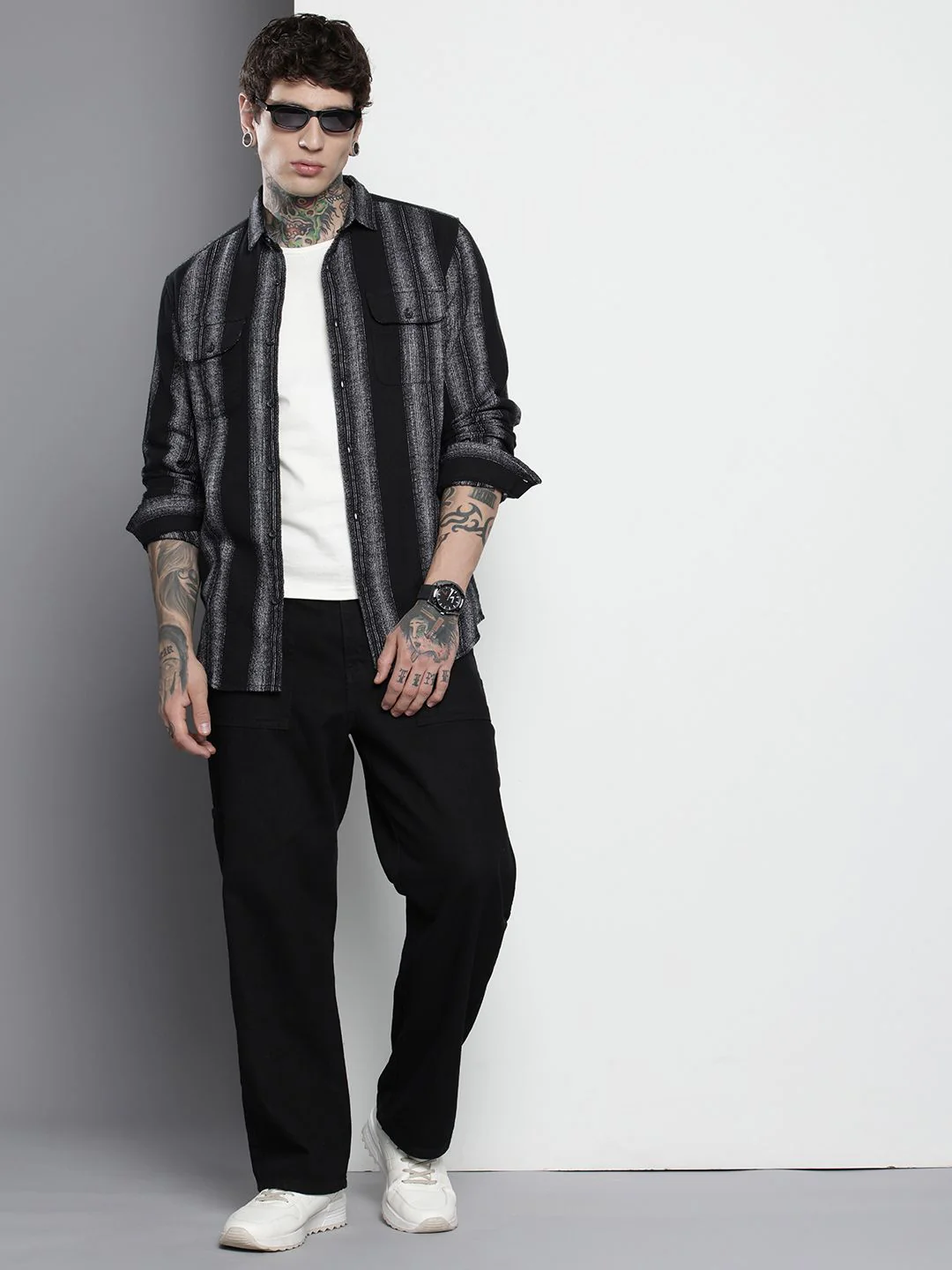 The Indian Garage Co Men Slim Fit Striped Double Flap Casual Shirt - Image 6