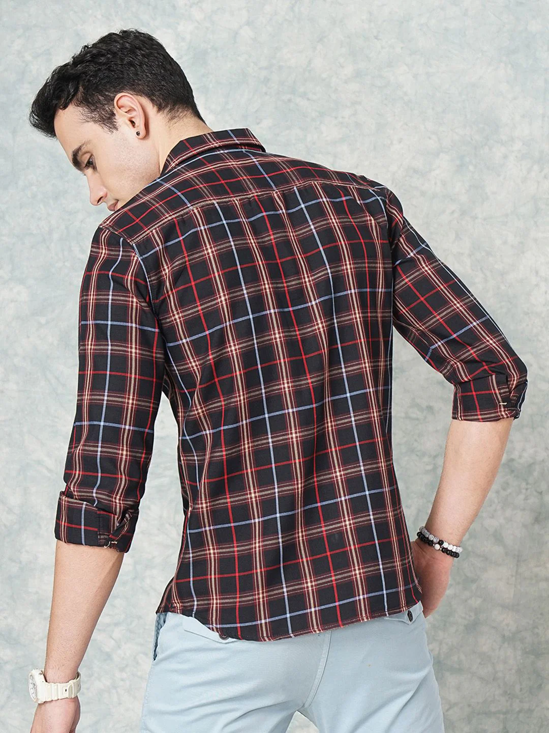 The Indian Garage Co Men Slim Fit Tartan Checked Casual Shirt - Image 4