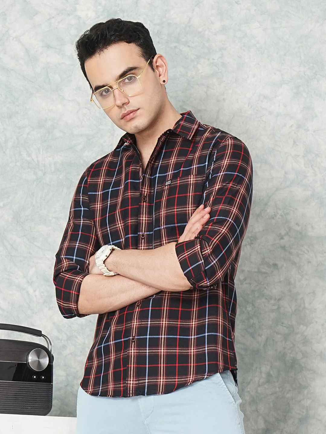 The Indian Garage Co Men Slim Fit Tartan Checked Casual Shirt - Image 5
