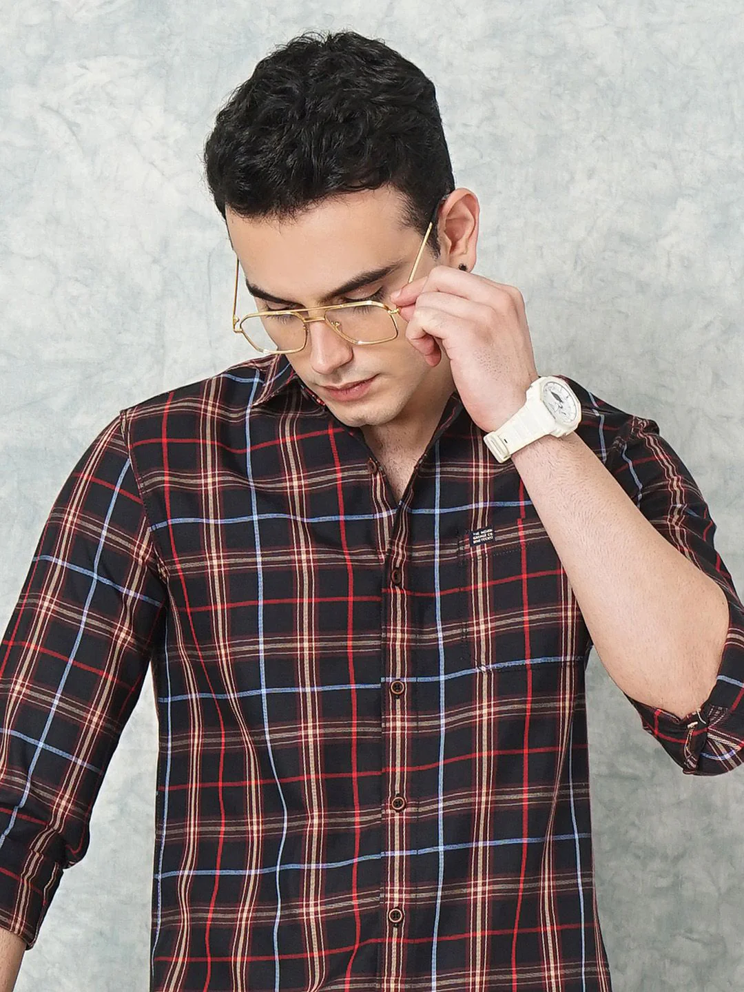The Indian Garage Co Men Slim Fit Tartan Checked Casual Shirt - Image 7
