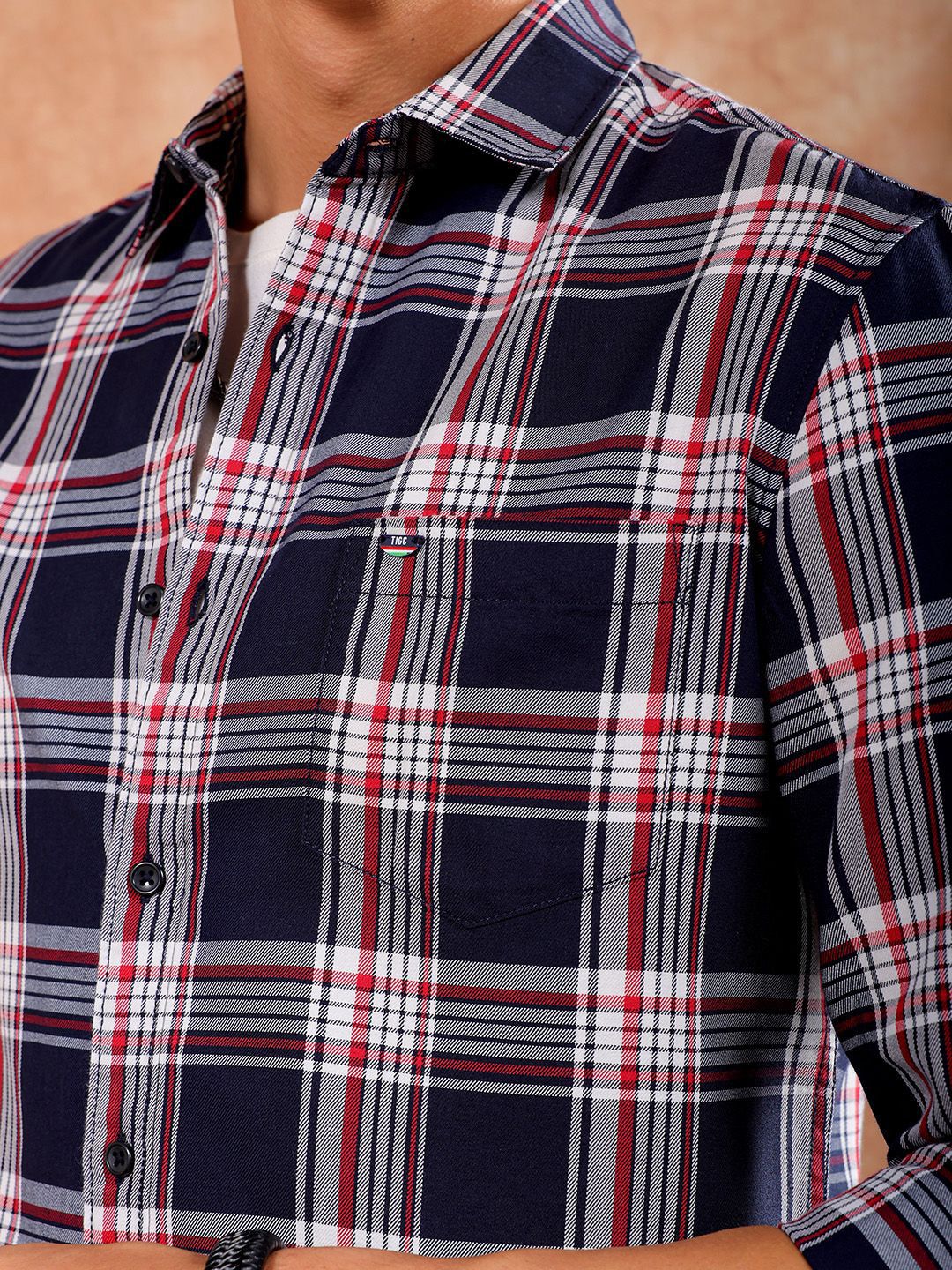 The Indian Garage Co Men Slim Fit Tartan Checked Casual Shirt - Image 2
