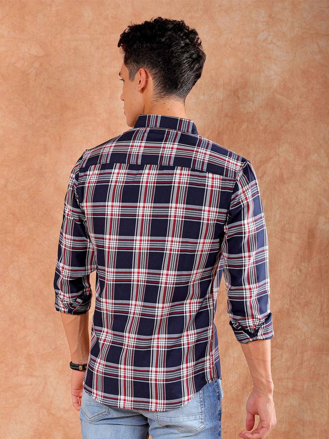 The Indian Garage Co Men Slim Fit Tartan Checked Casual Shirt - Image 4