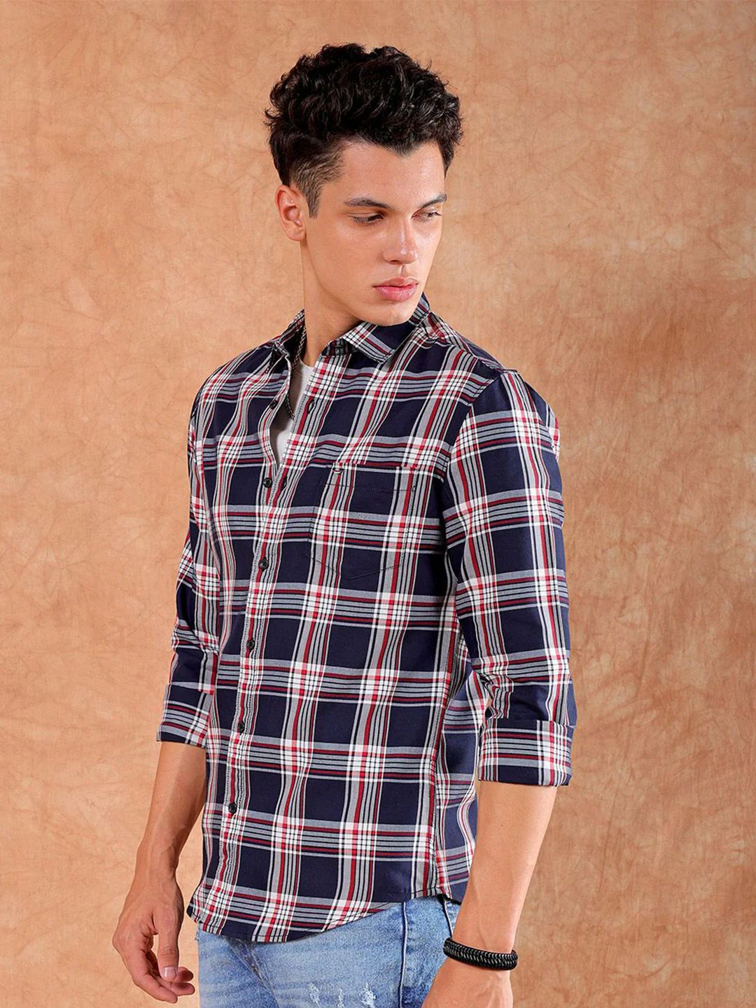 The Indian Garage Co Men Slim Fit Tartan Checked Casual Shirt - Image 5