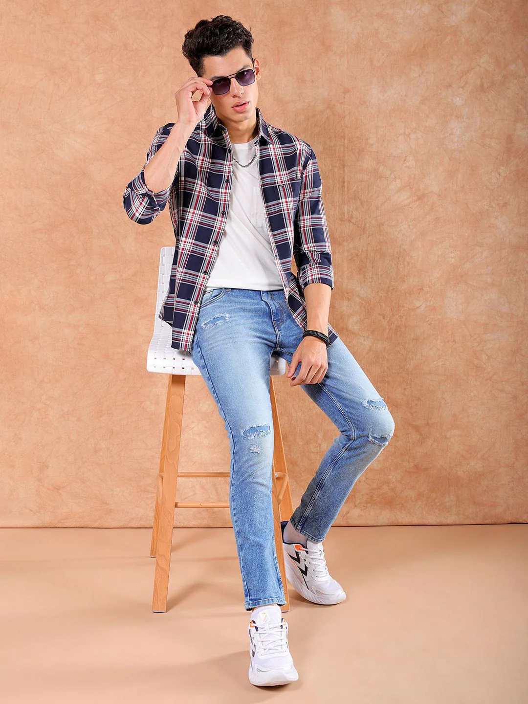 The Indian Garage Co Men Slim Fit Tartan Checked Casual Shirt - Image 6