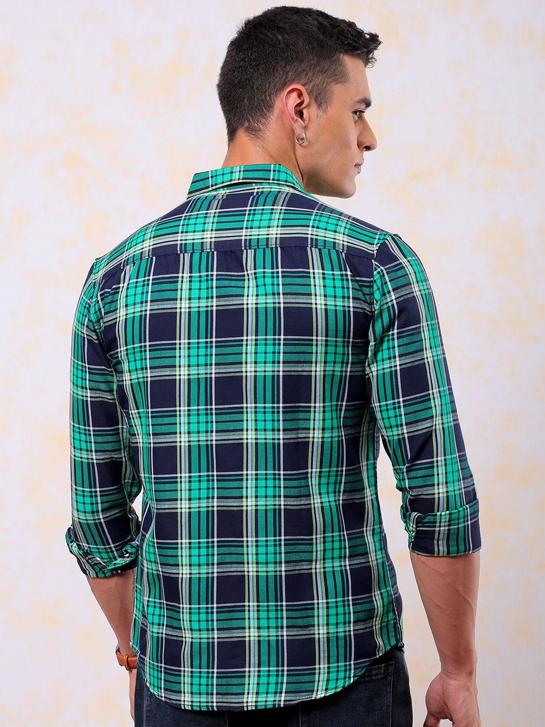 The Indian Garage Co Men Slim Fit Tartan Checked Spread Collar Casual Shirt - Image 4