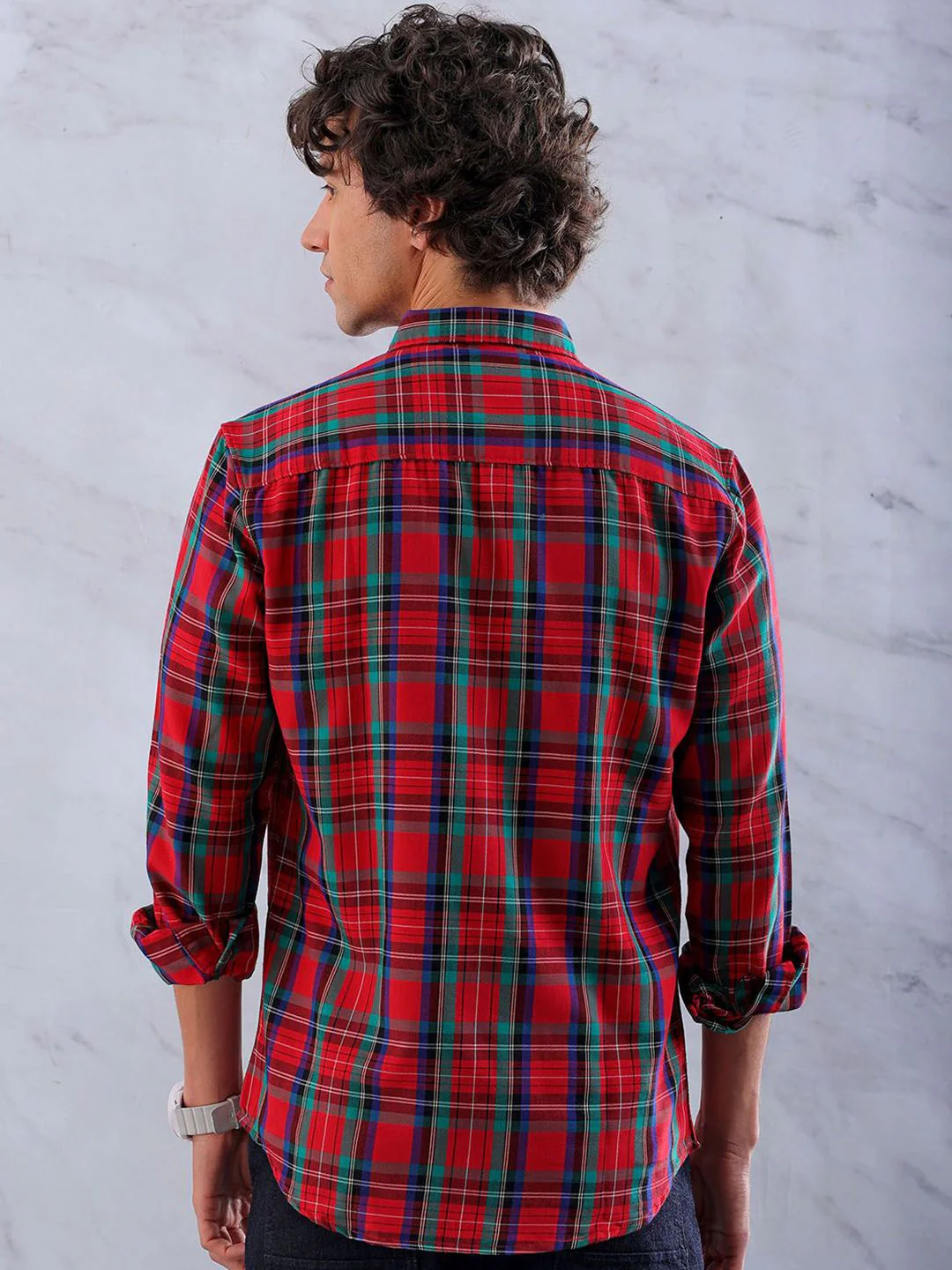 The Indian Garage Co Men Slim Fit Tartan Checks Casual Shirt - Image 6