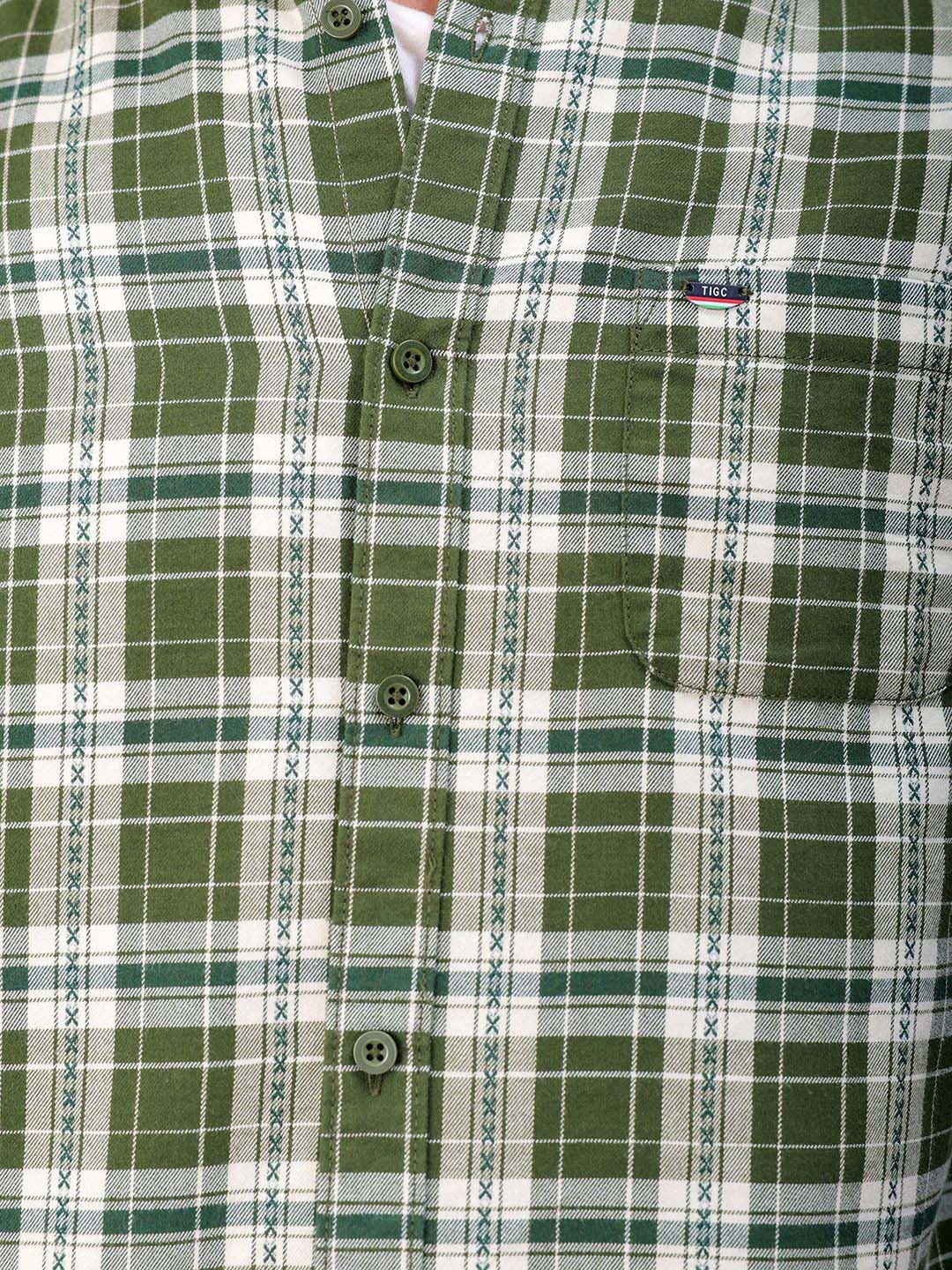 The Indian Garage Co Men Slim Fit Tartan Checks Opaque Checked Casual Shirt - Image 2