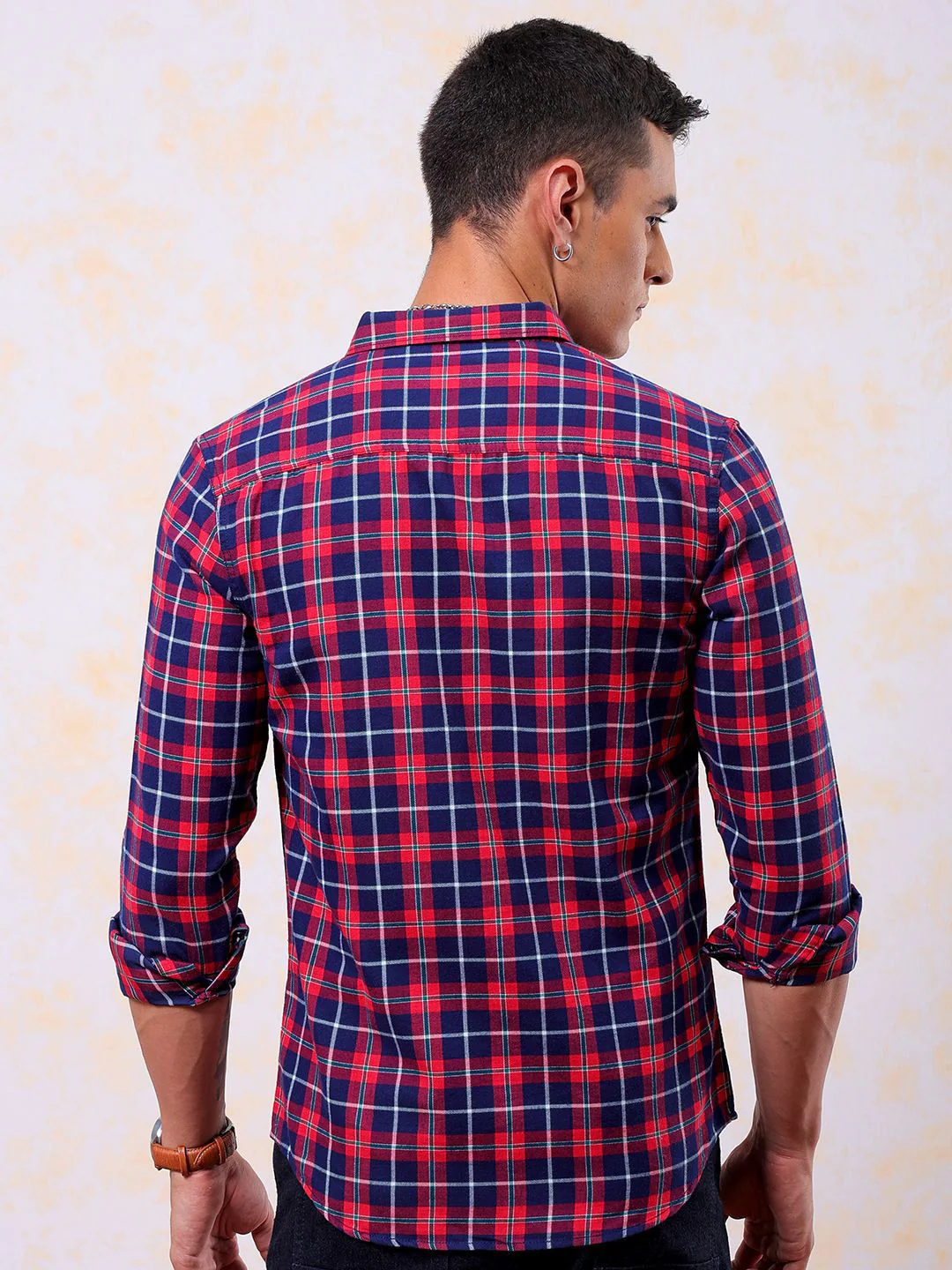 The Indian Garage Co Men Slim Fit Tartan Checks Pure Cotton Casual Shirt - Image 4