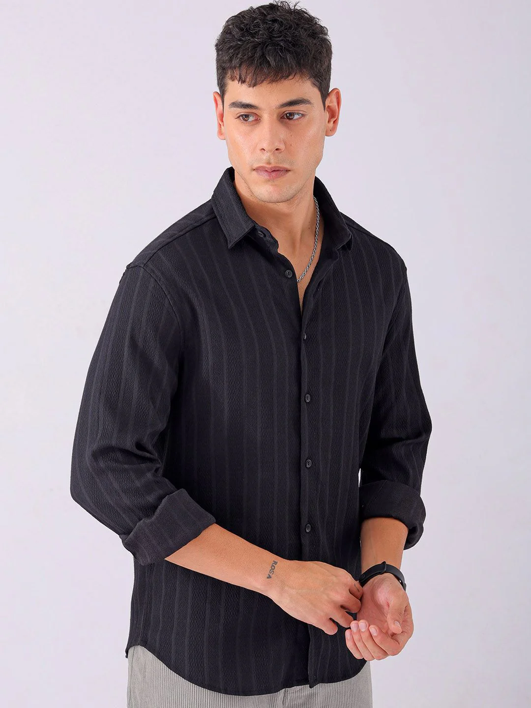 The Indian Garage Co Men Slim Fit Textured Jacquard Resortwear Shirt - Image 2