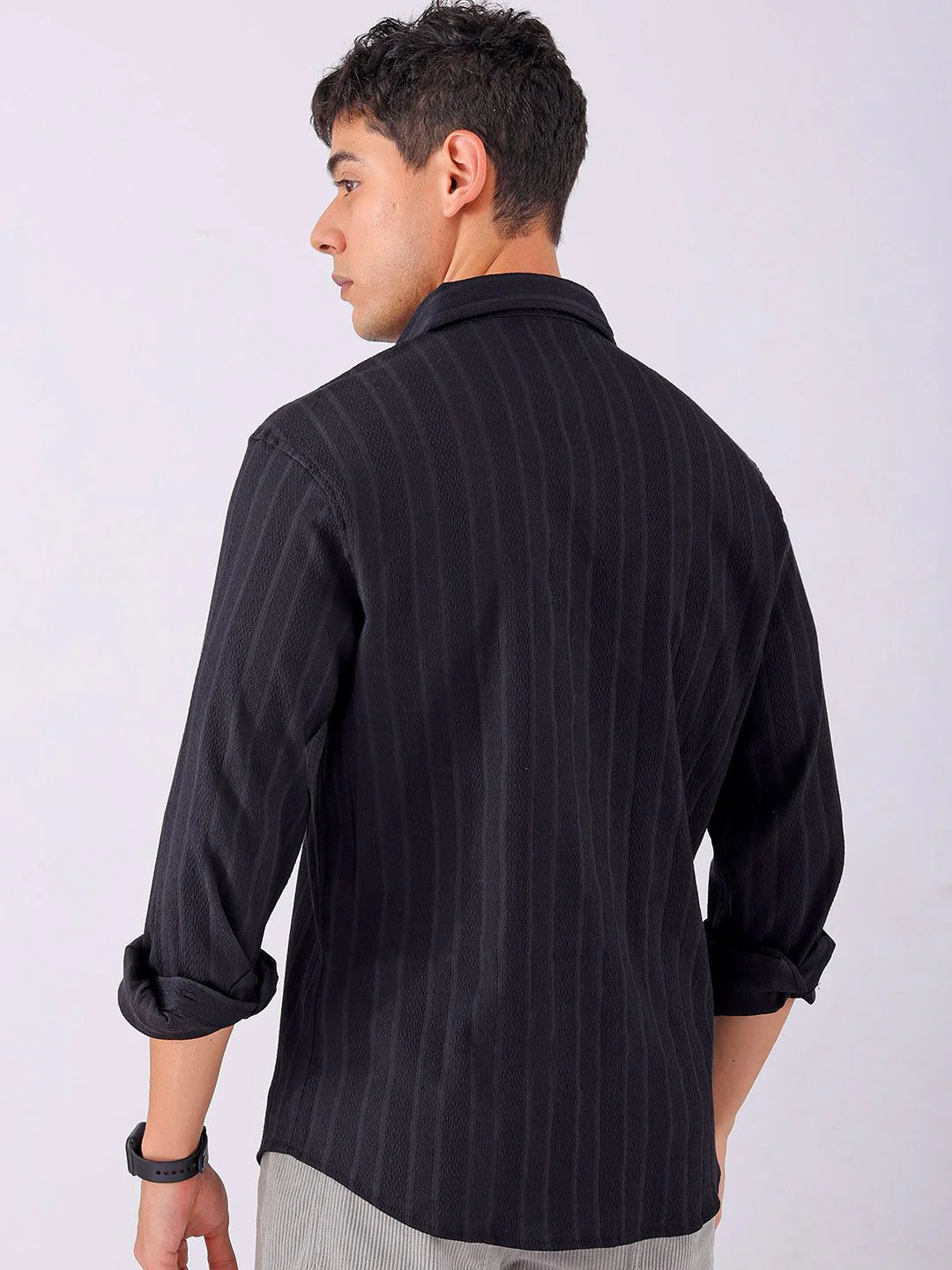 The Indian Garage Co Men Slim Fit Textured Jacquard Resortwear Shirt - Image 4