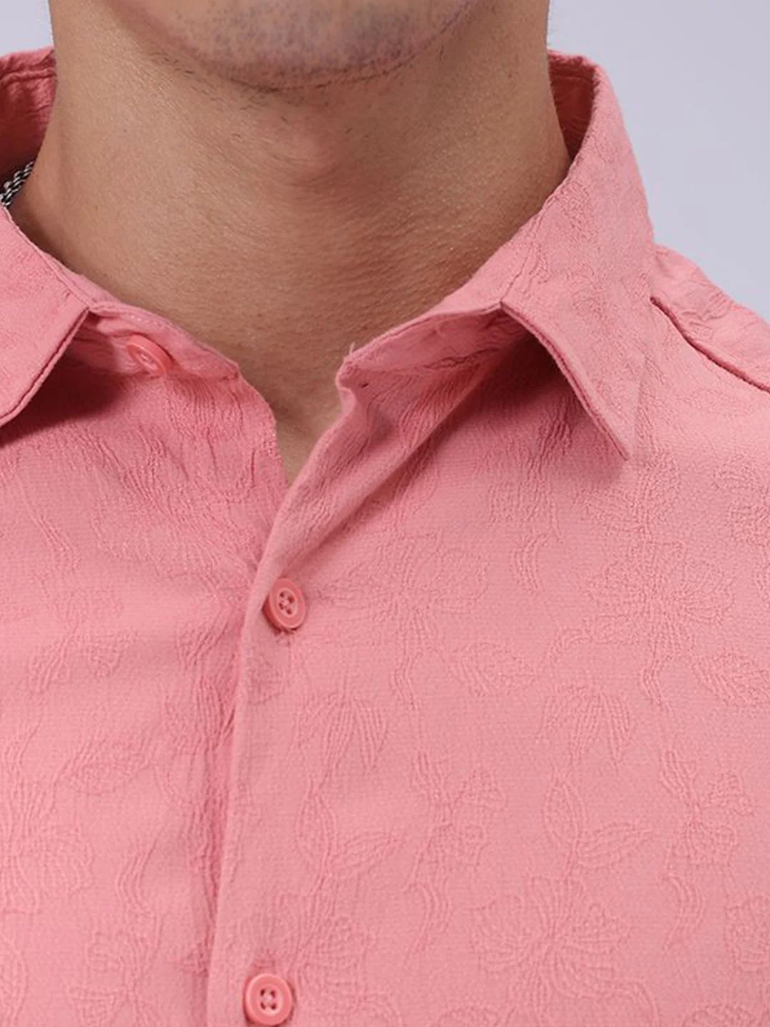 The Indian Garage Co Men Slim Fit Textured Jacquard Resortwear Shirt - Image 2