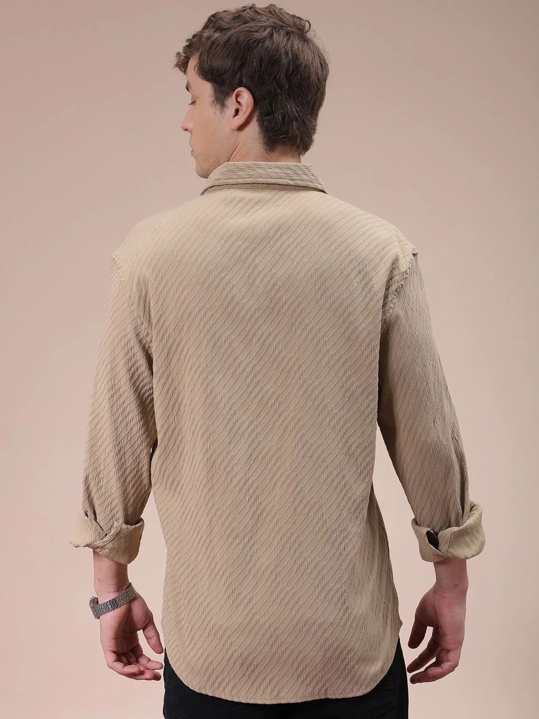 The Indian Garage Co Men Slim Fit Textured Jacquard Resortwear Shirt - Image 4