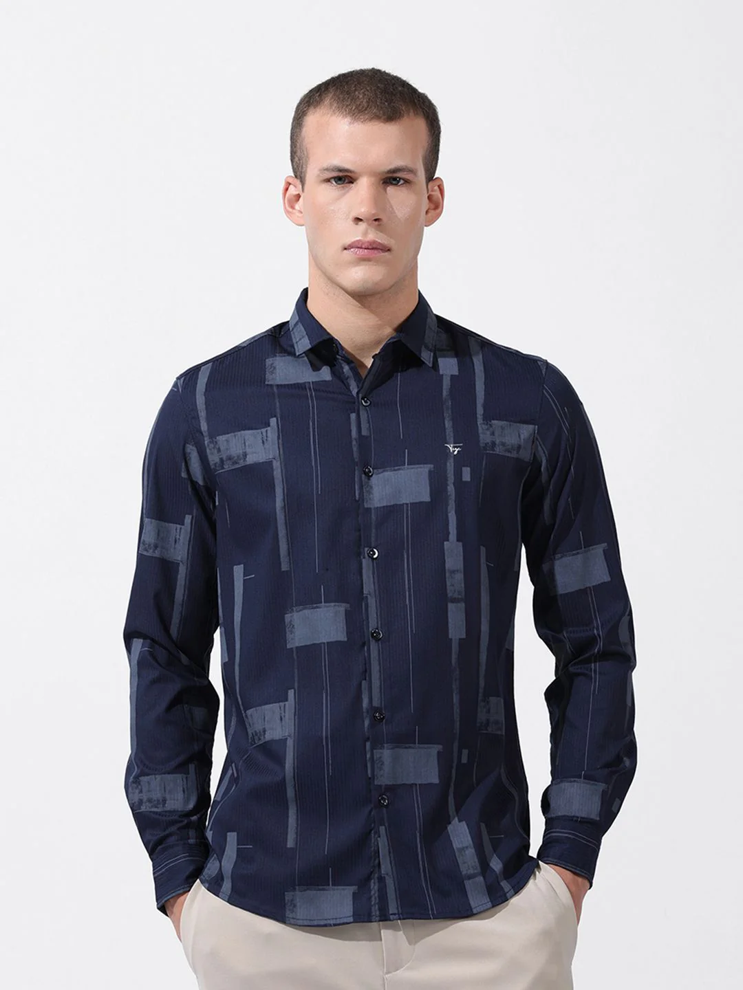 The Indian Garage Co Men Slim Fit Textured Party Shirt - Image 2