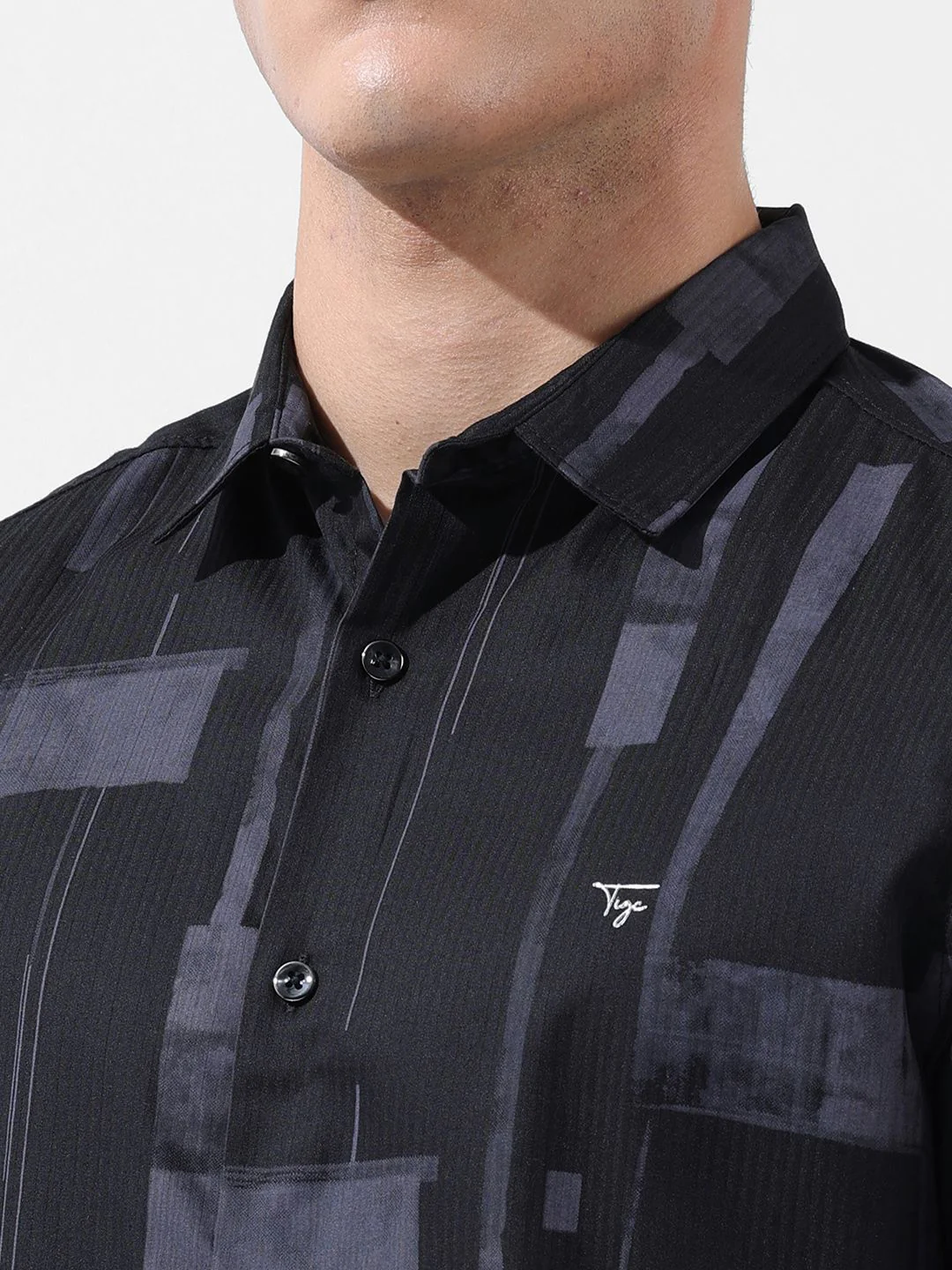 The Indian Garage Co Men Slim Fit Textured Party Shirt - Image 3