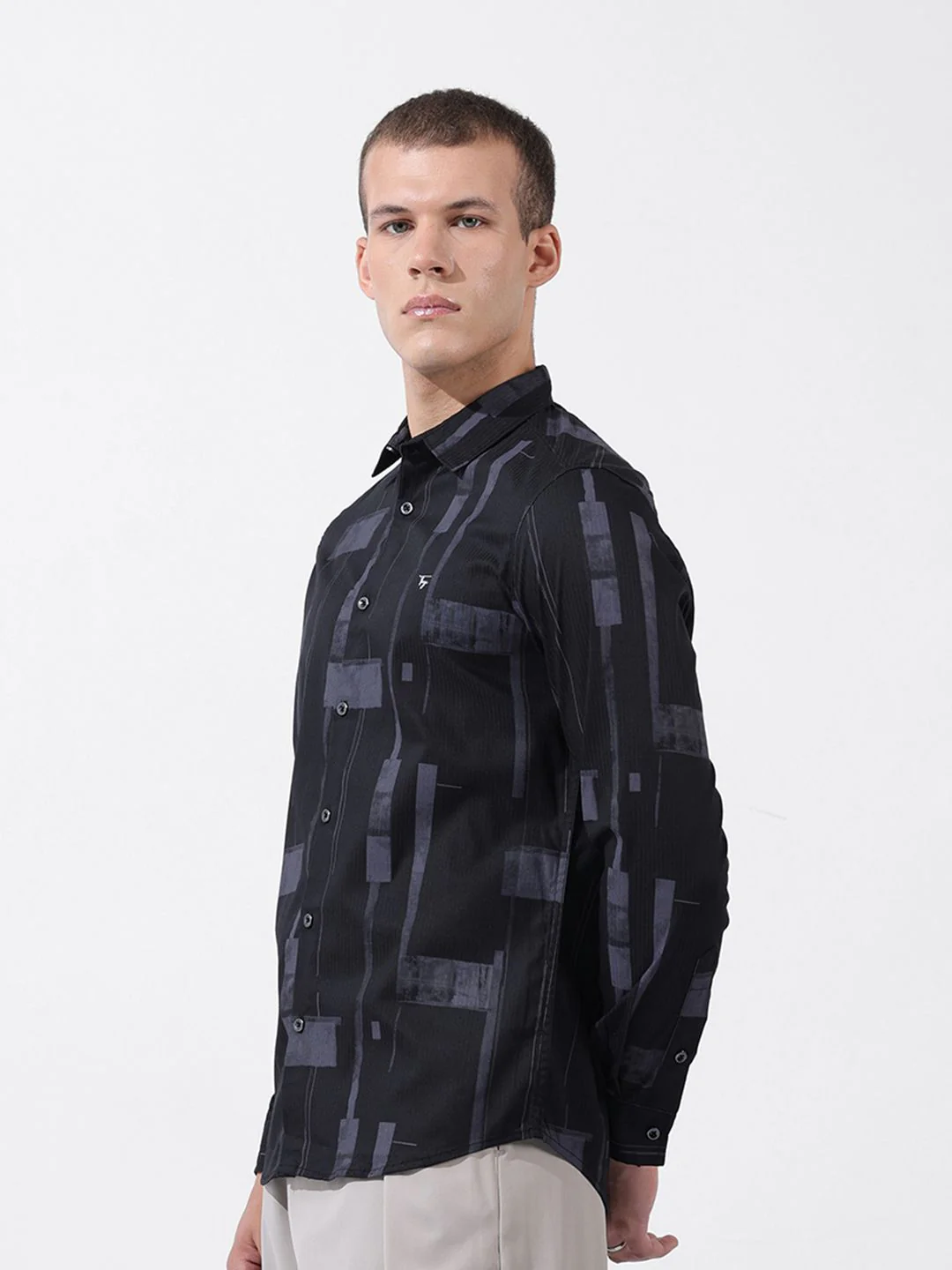 The Indian Garage Co Men Slim Fit Textured Party Shirt - Image 4