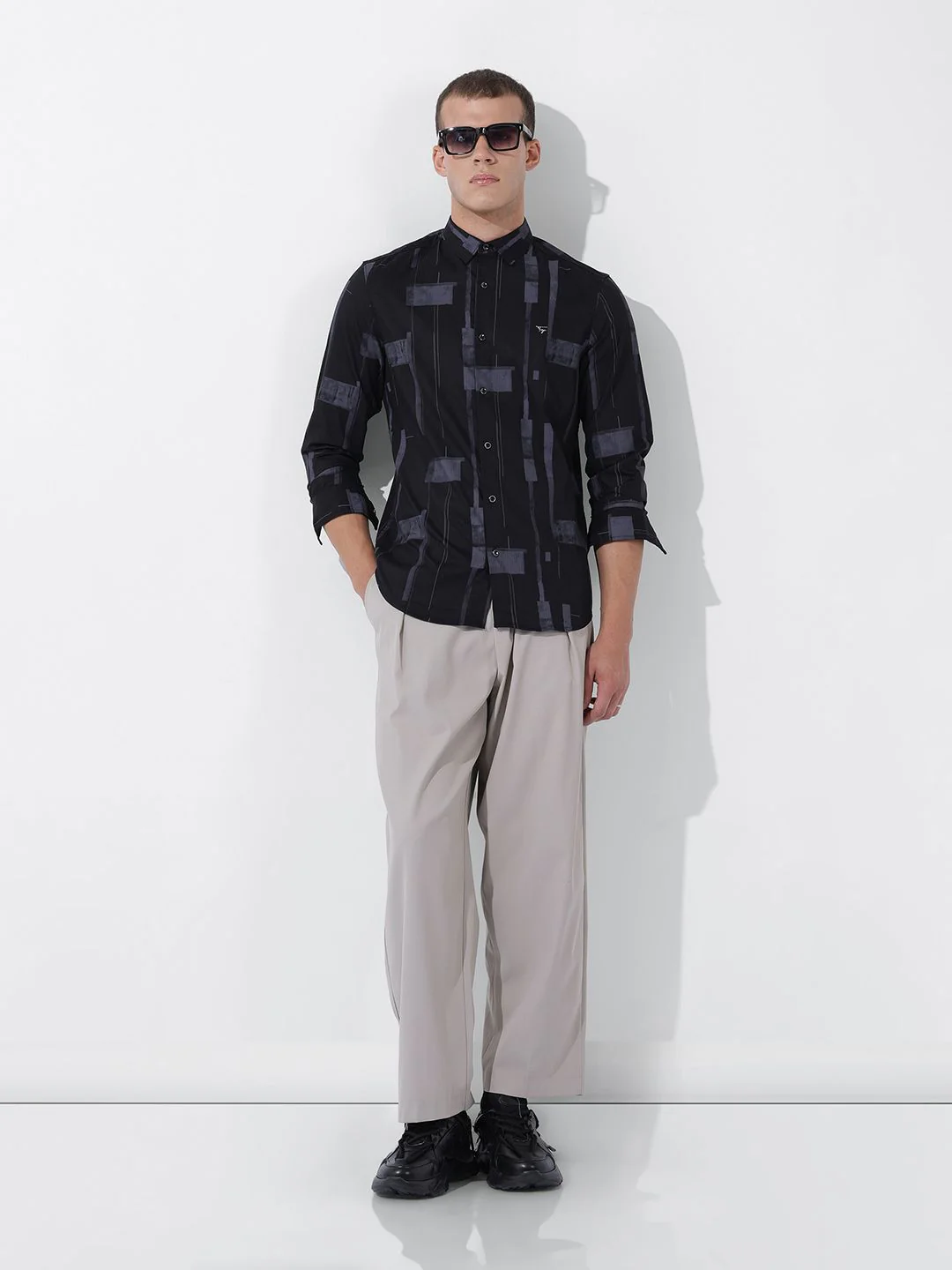 The Indian Garage Co Men Slim Fit Textured Party Shirt - Image 7