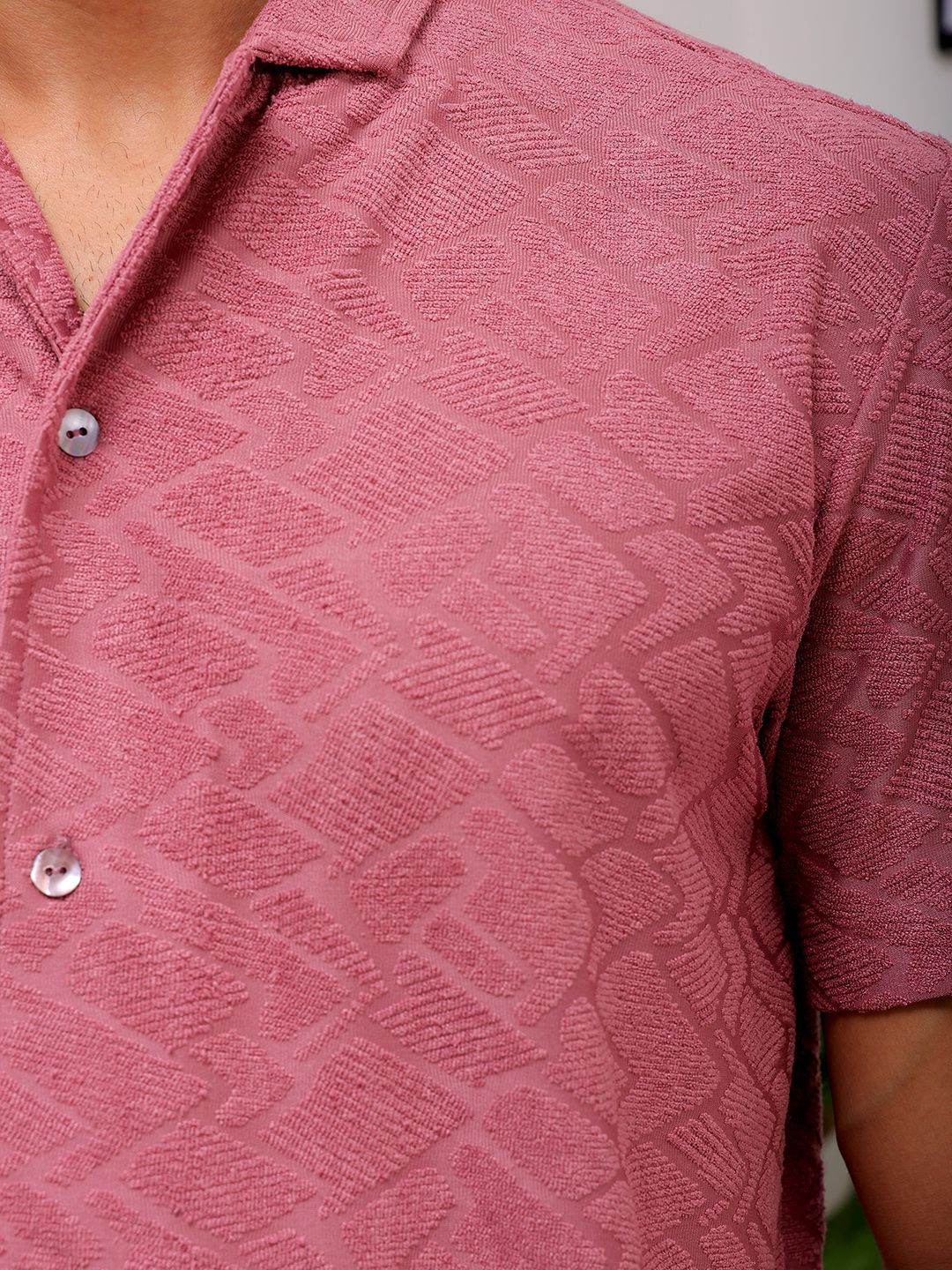 The Indian Garage Co Men Slim Fit Textured Terry Knit Resortwear Shirt - Image 3