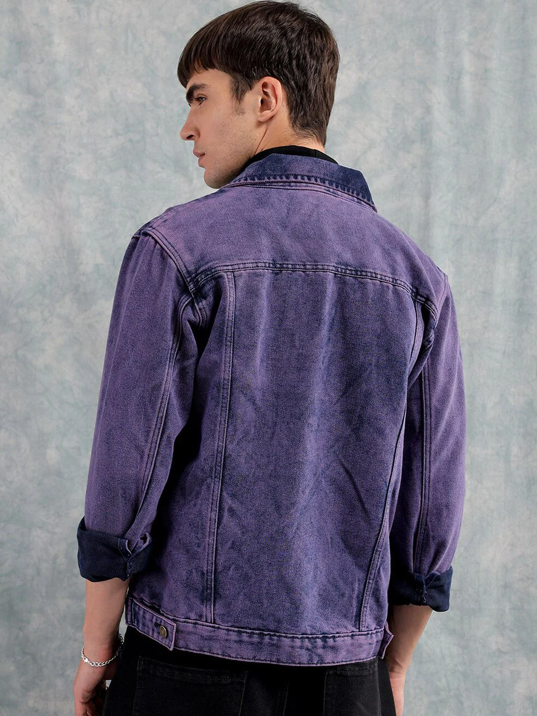 The Indian Garage Co Men Slim Fit Washed Denim Jacket with Flap Pockets - Image 5