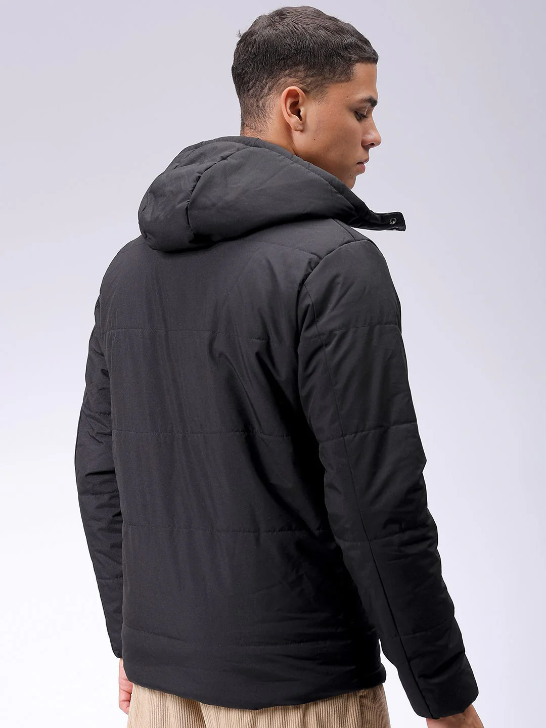 The Indian Garage Co Men Slim Fit Zip-Front PufferJacket with Detachable Hood - Image 4
