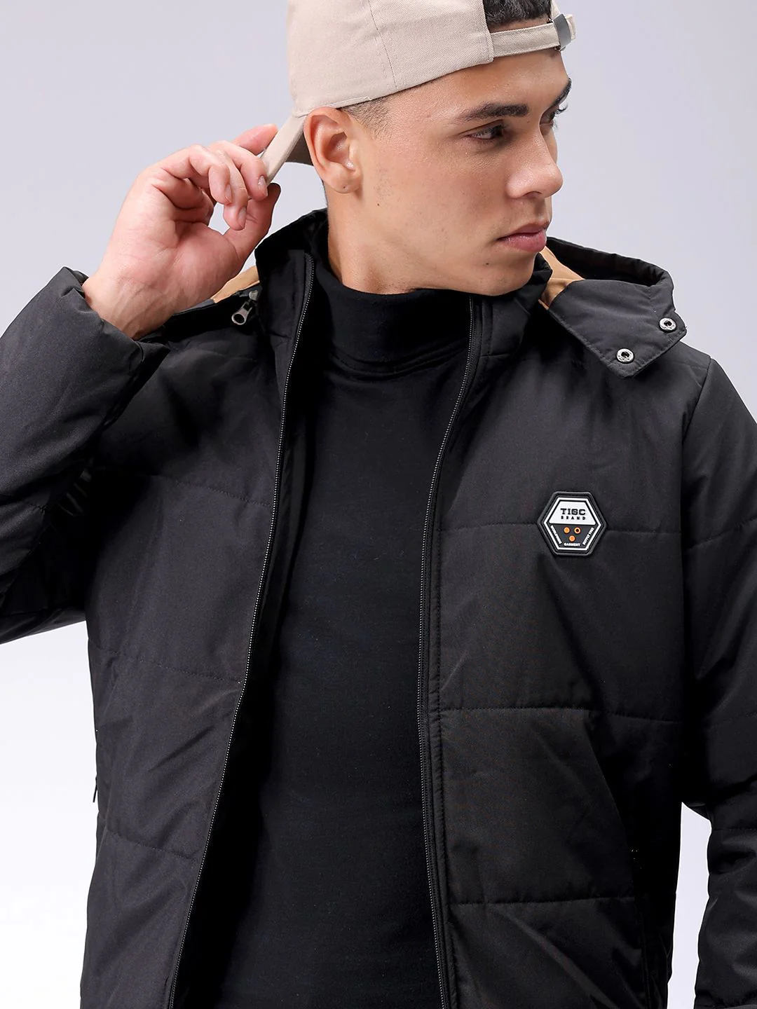 The Indian Garage Co Men Slim Fit Zip-Front PufferJacket with Detachable Hood - Image 7