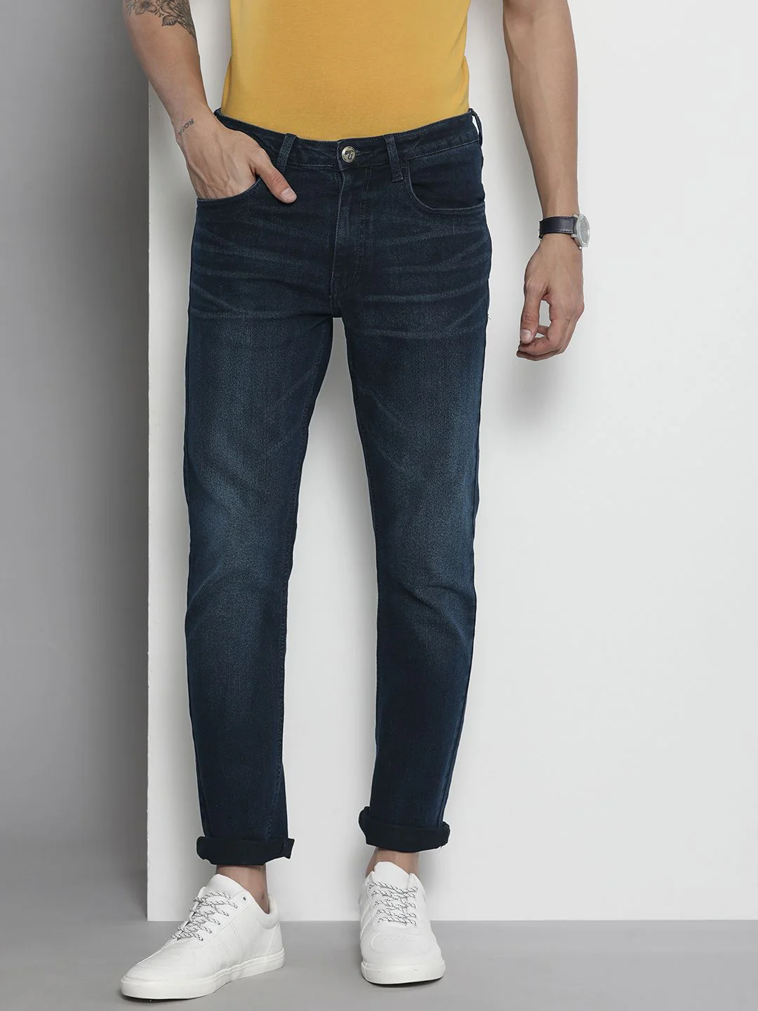 The Indian Garage Co Men Slim Straight Fit Light Fade Jeans - Image 2