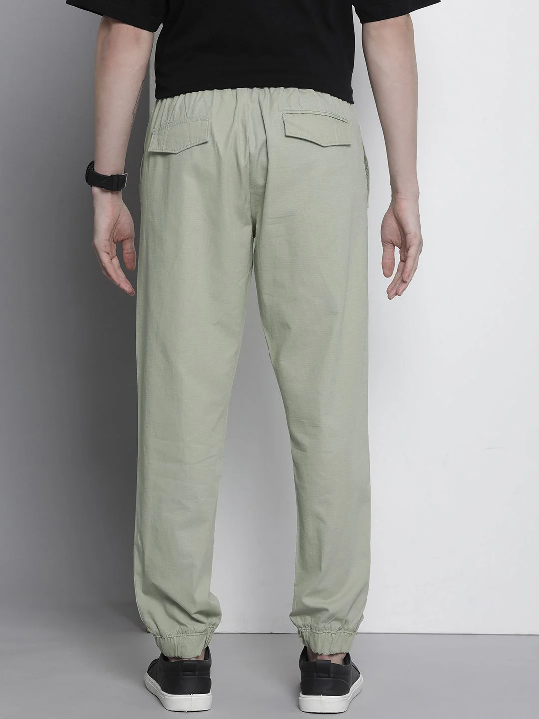 The Indian Garage Co Men Solid Cotton Joggers Trousers - Image 3