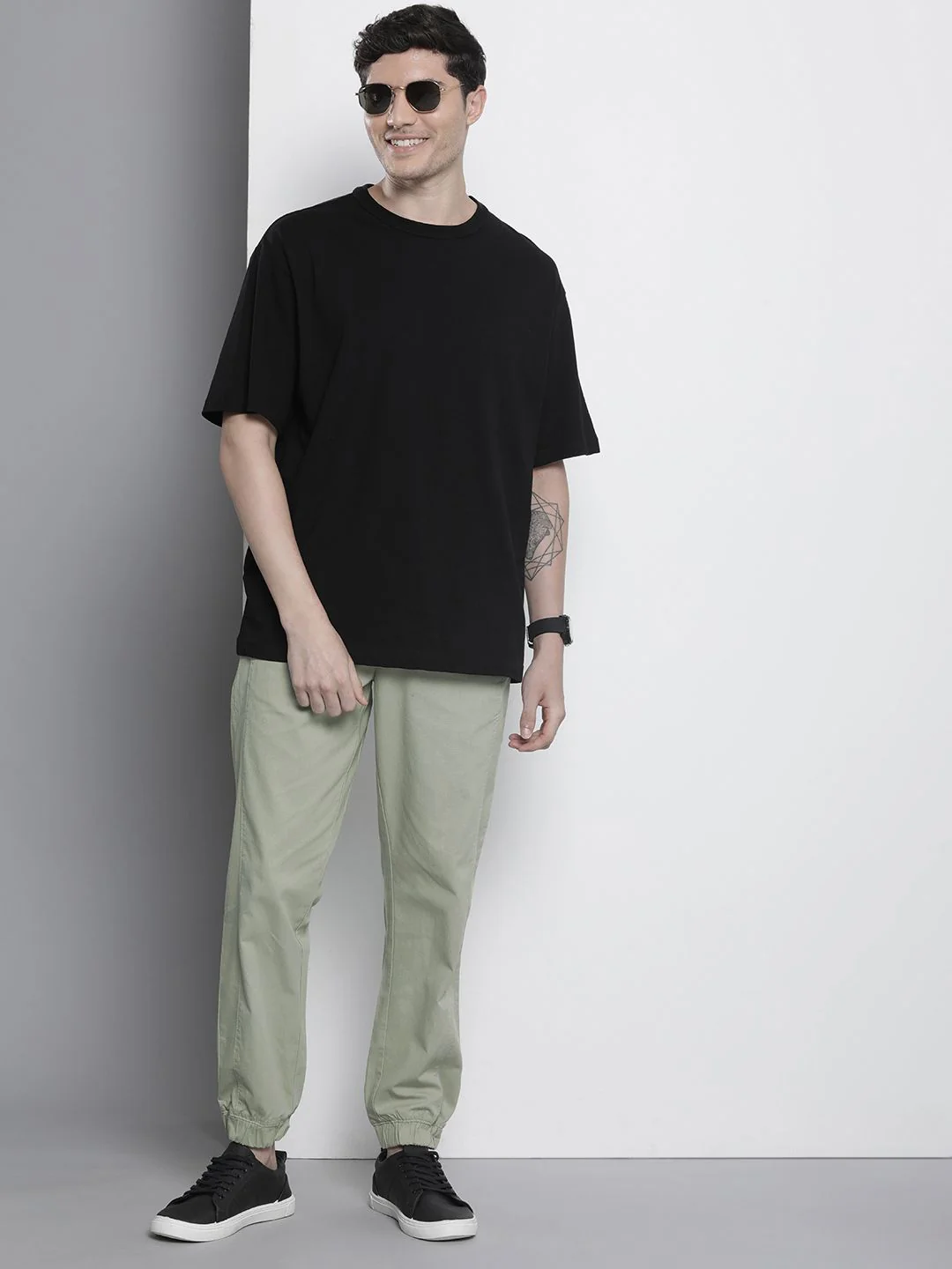 The Indian Garage Co Men Solid Cotton Joggers Trousers - Image 5