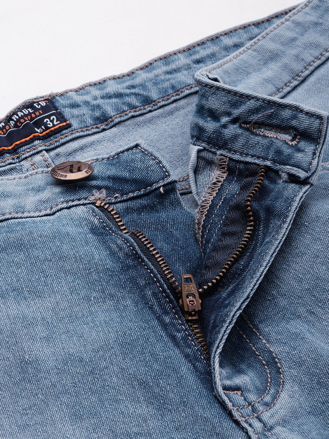 The Indian Garage Co Men Solid Distressed Slim Fit Denim Shorts - Image 6