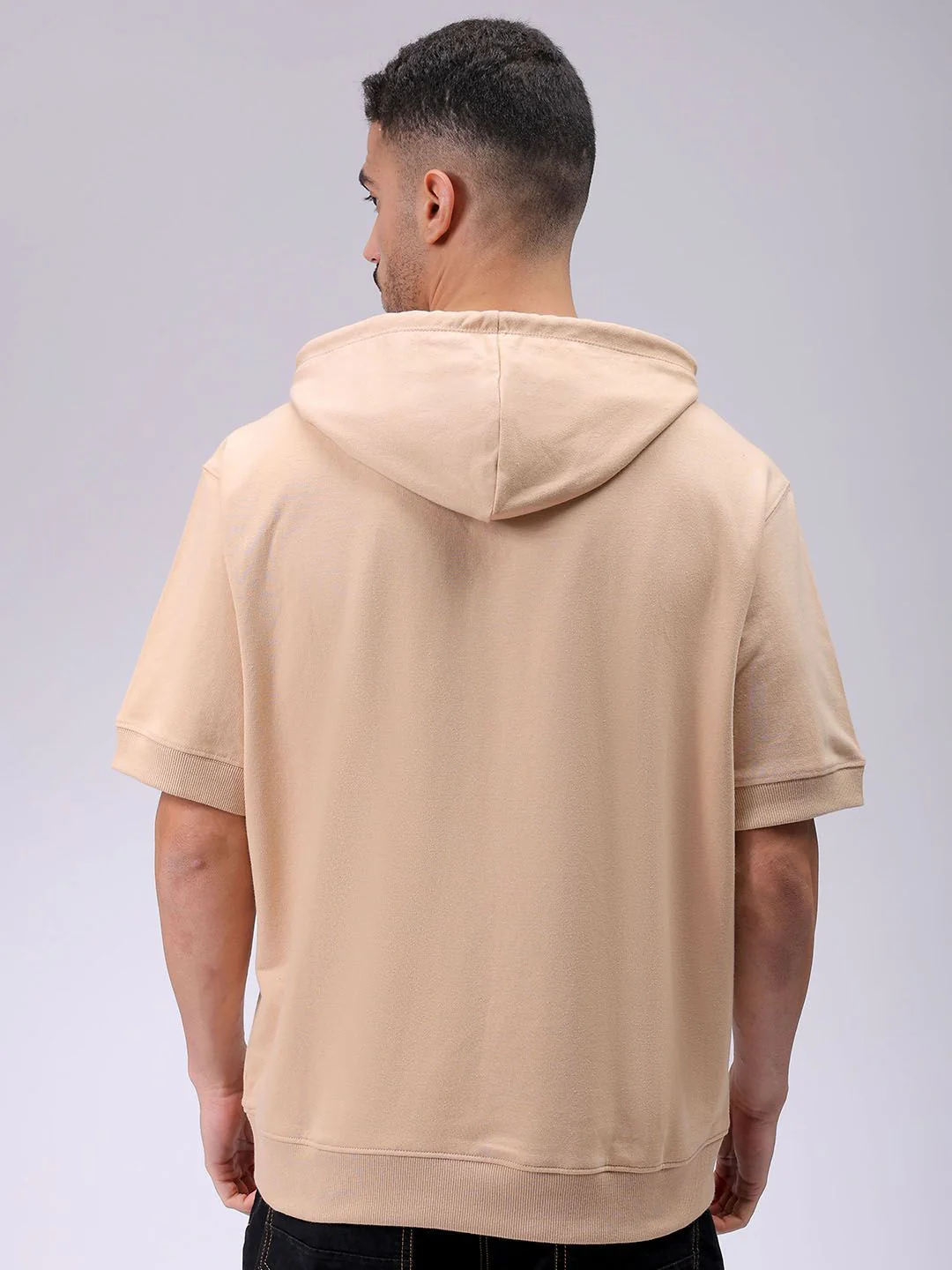The Indian Garage Co Men Solid Hooded Pullover Short Sleeves Sweatshirt - Image 6