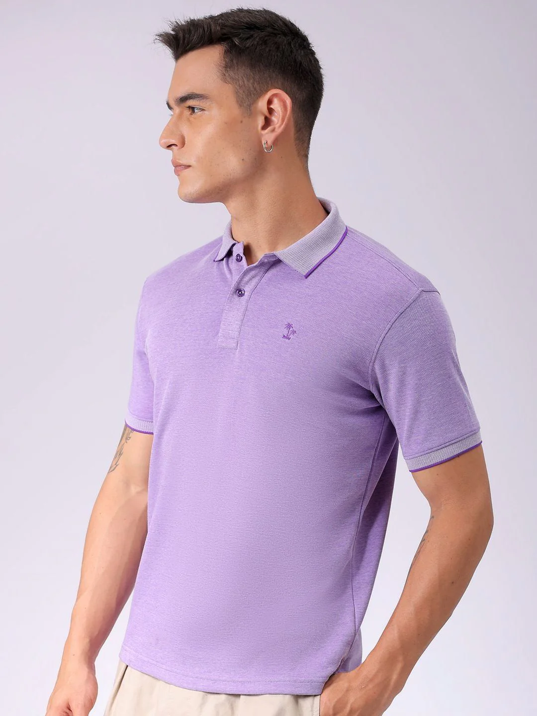 The Indian Garage Co Men Solid Polo Collar T-shirt - Image 3