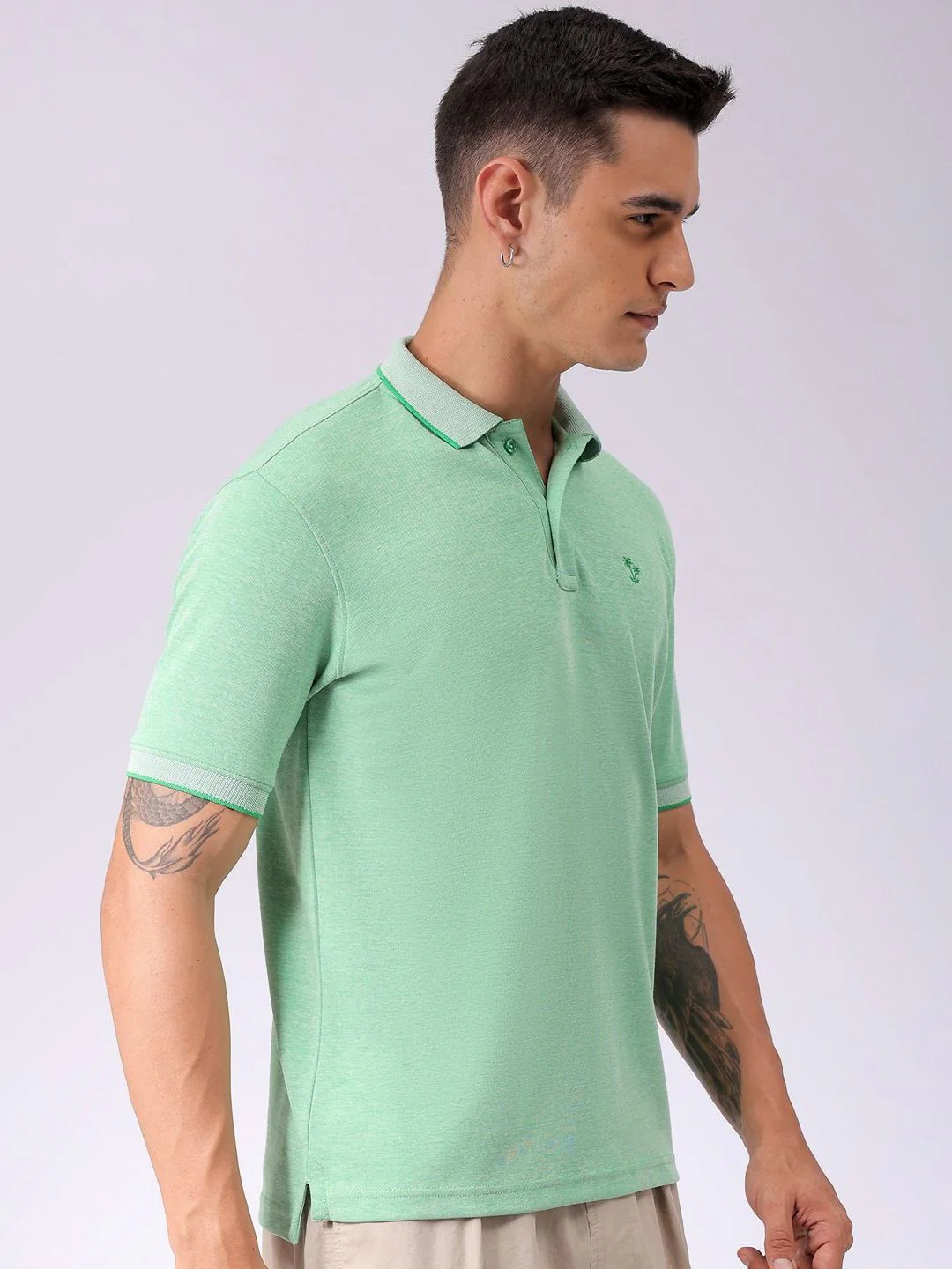 The Indian Garage Co Men Solid Polo Collar T-shirt - Image 3