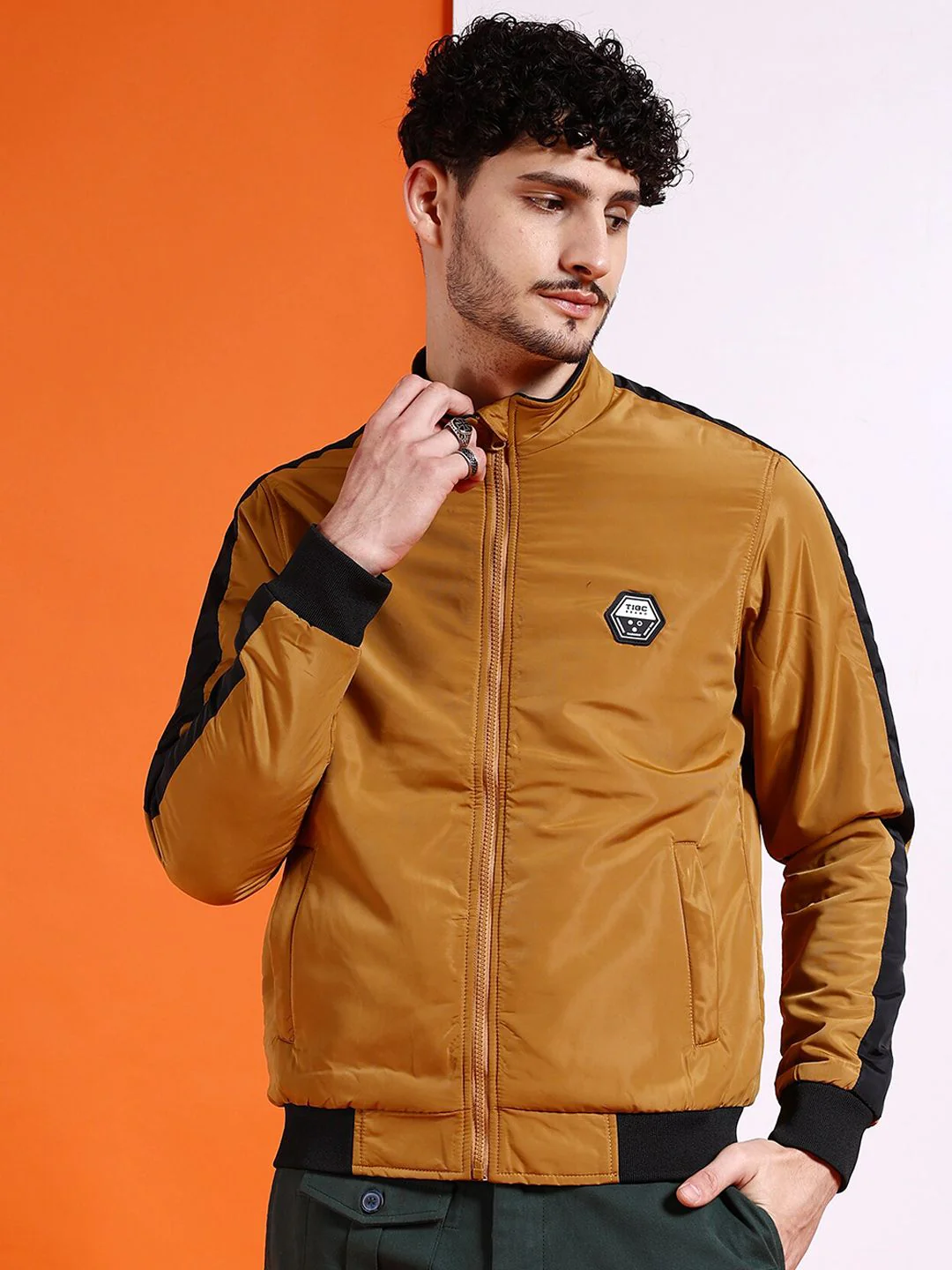 The Indian Garage Co Men Solid Regular Fit Bomber Jacket