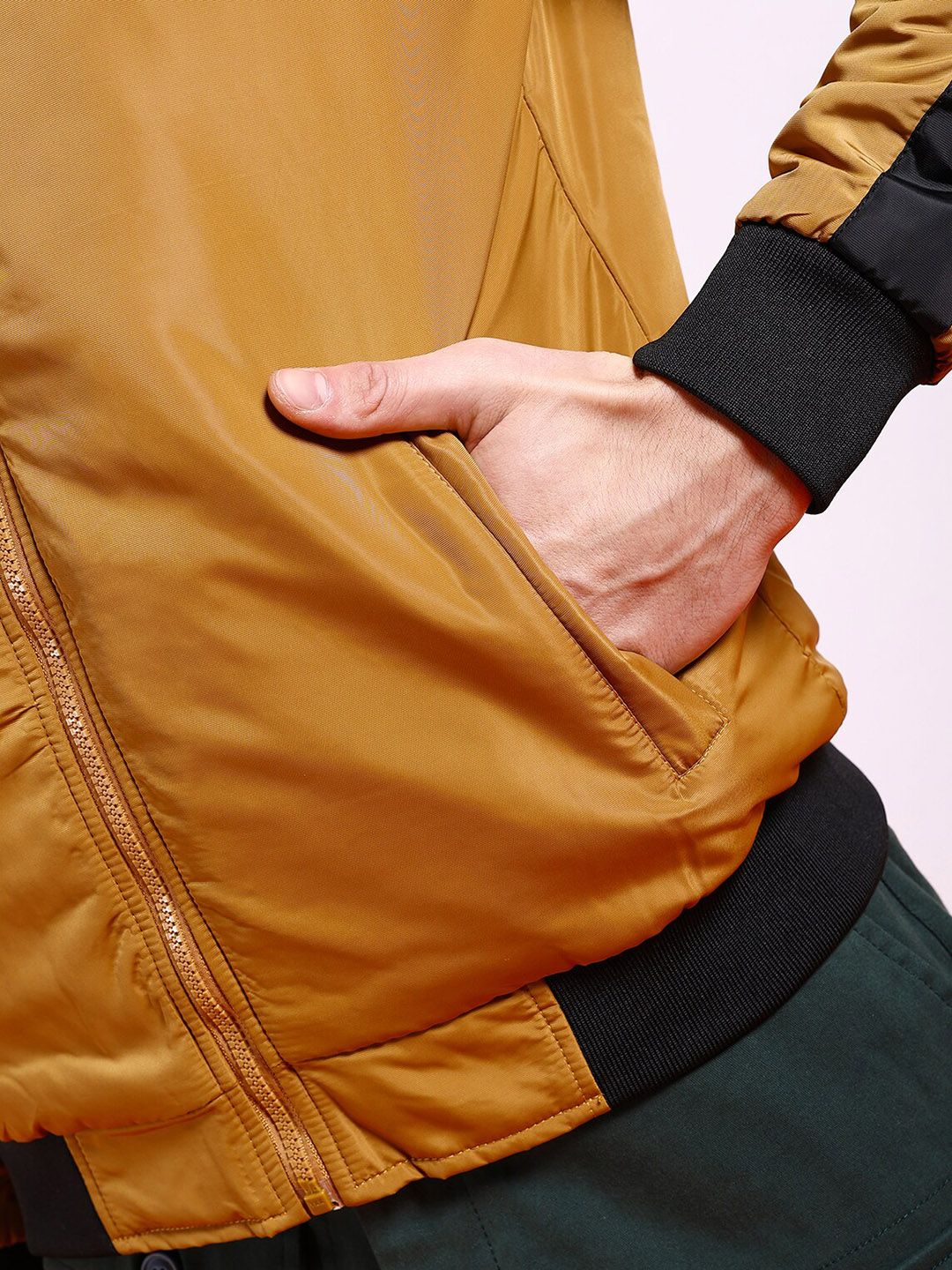 The Indian Garage Co Men Solid Regular Fit Bomber Jacket - Image 6