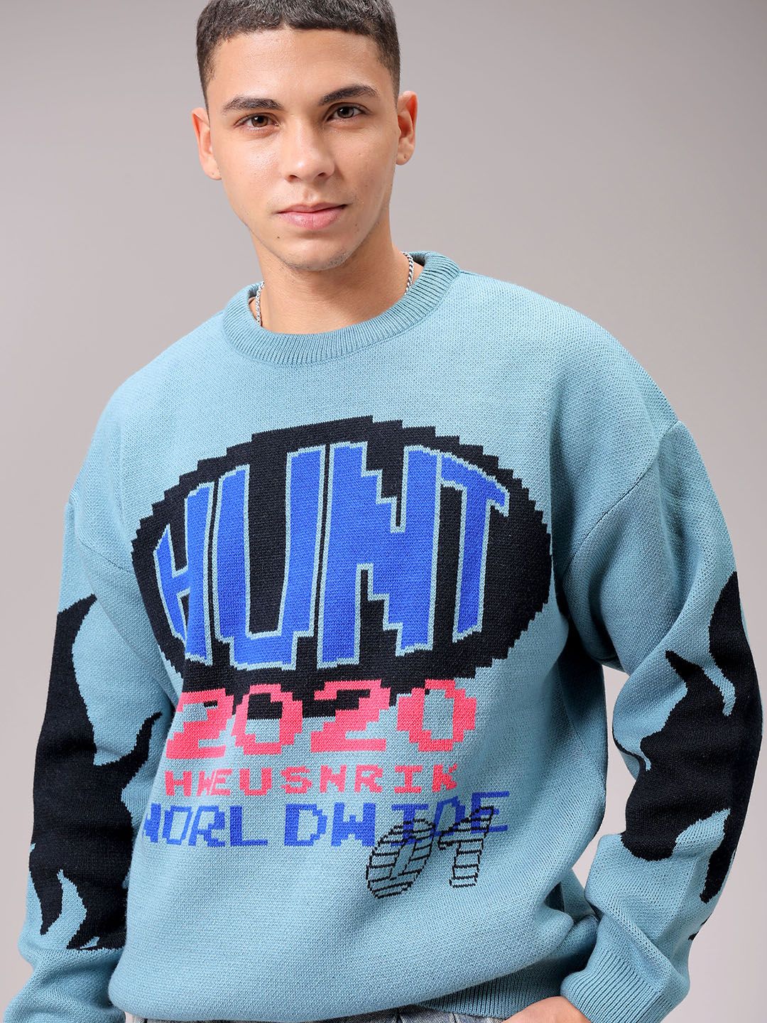 The Indian Garage Co Men Solid Round Neck Pullover