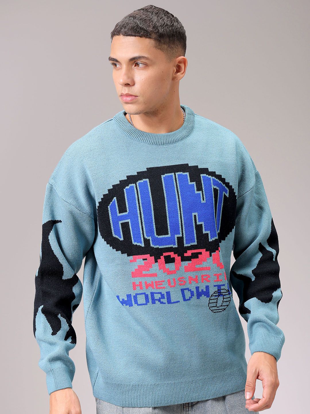 The Indian Garage Co Men Solid Round Neck Pullover - Image 2