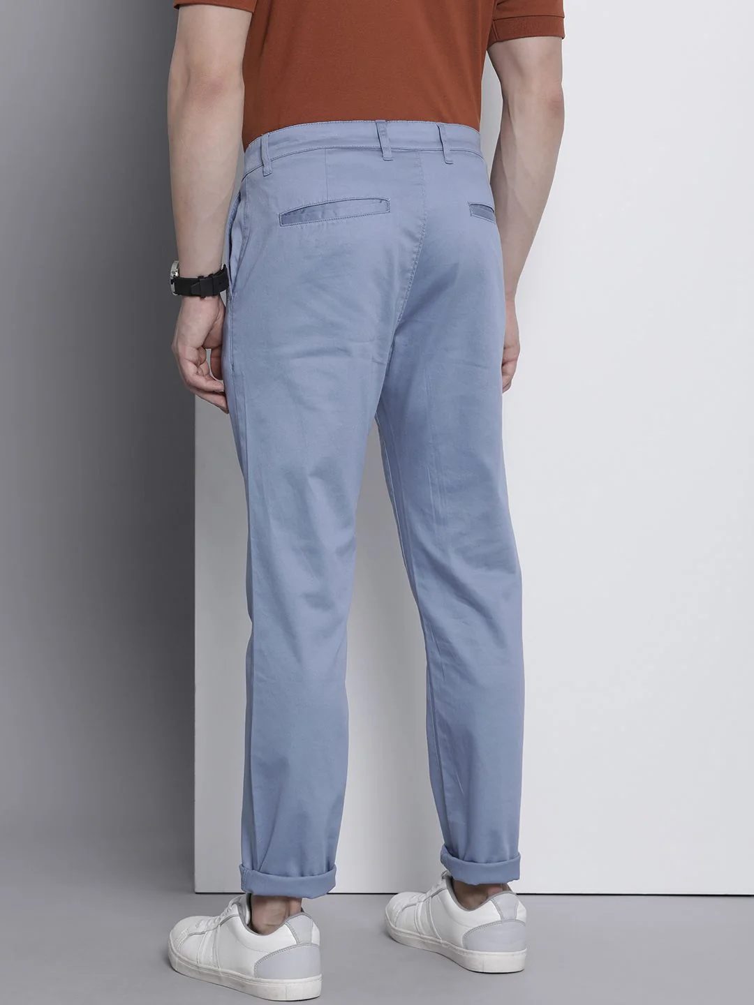 The Indian Garage Co Men Solid Slim Fit Chinos Trousers - Image 3