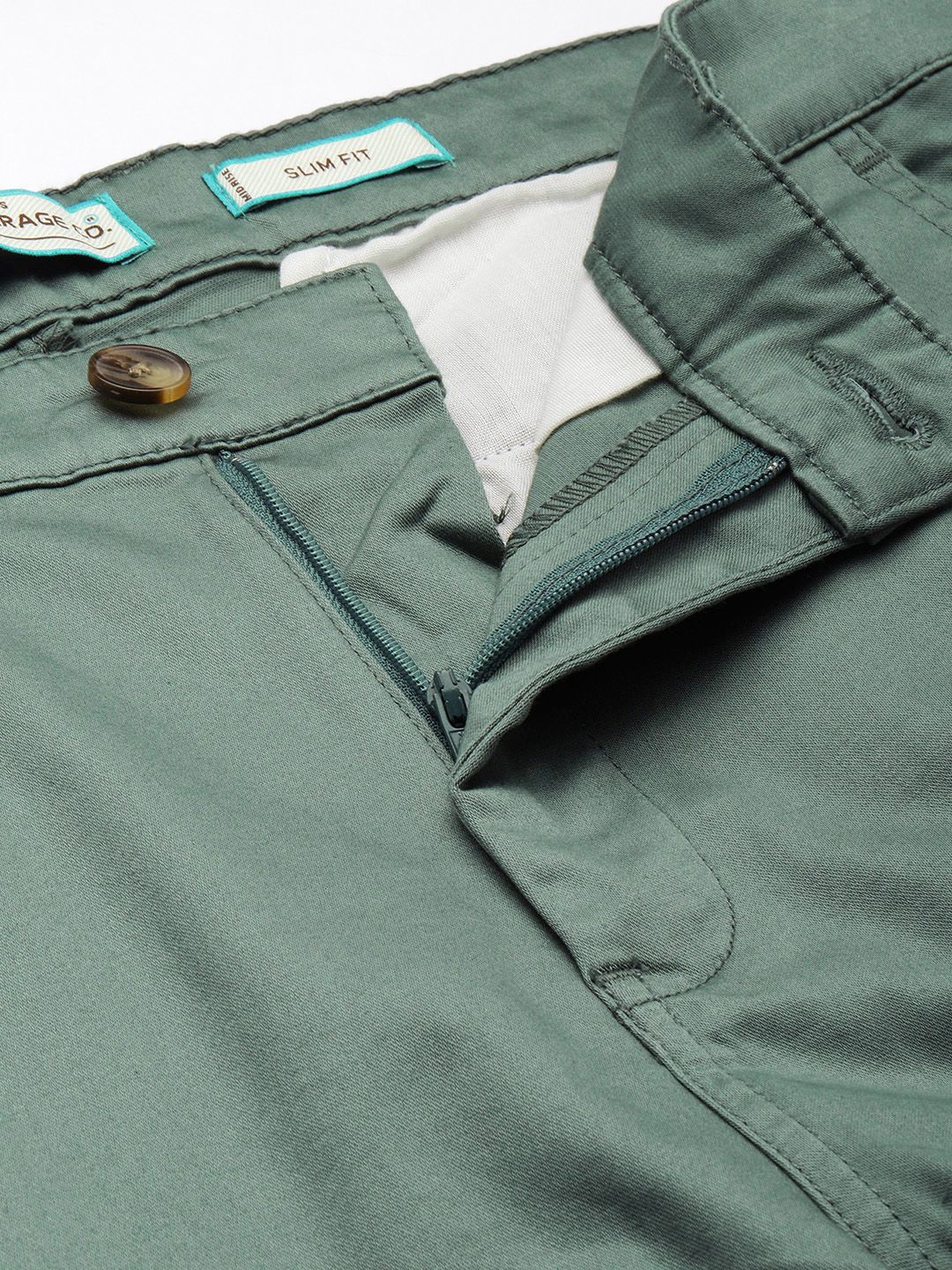 The Indian Garage Co Men Solid Slim Fit Chinos Trousers - Image 4