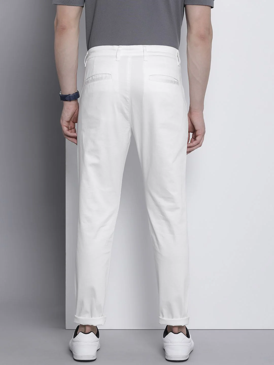The Indian Garage Co Men Solid Slim Fit Chinos Trousers - Image 3