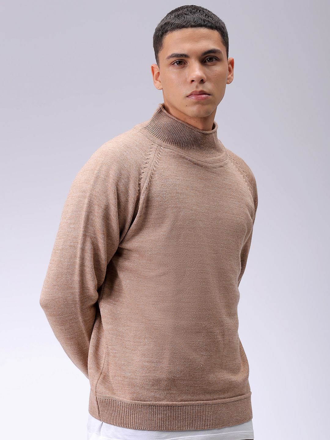 The Indian Garage Co Men Solid Turtle Neck Pullover - Image 2