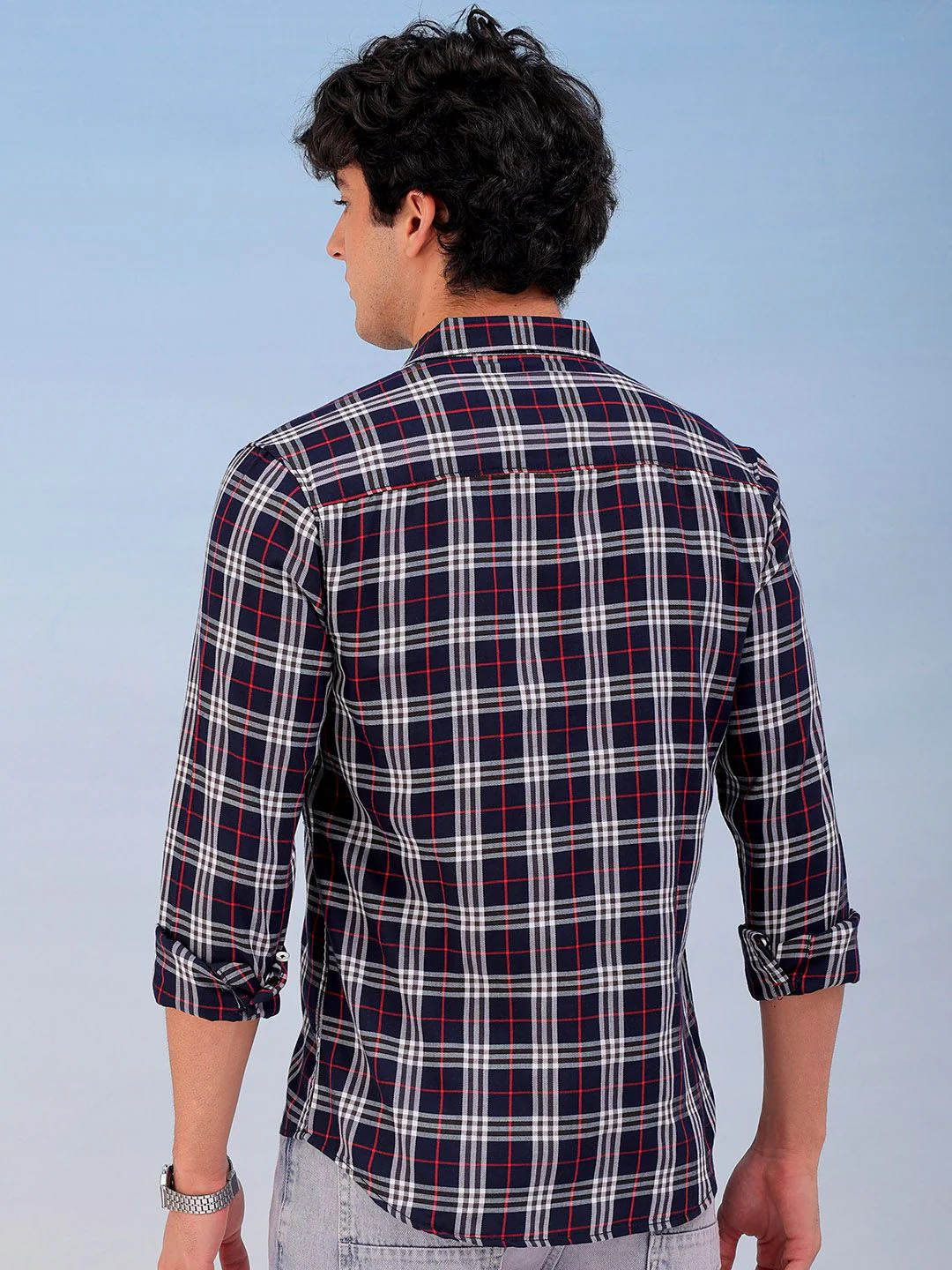 The Indian Garage Co Men Spread Collar Checked Cotton Slim Fit Casual Shirt - Image 4