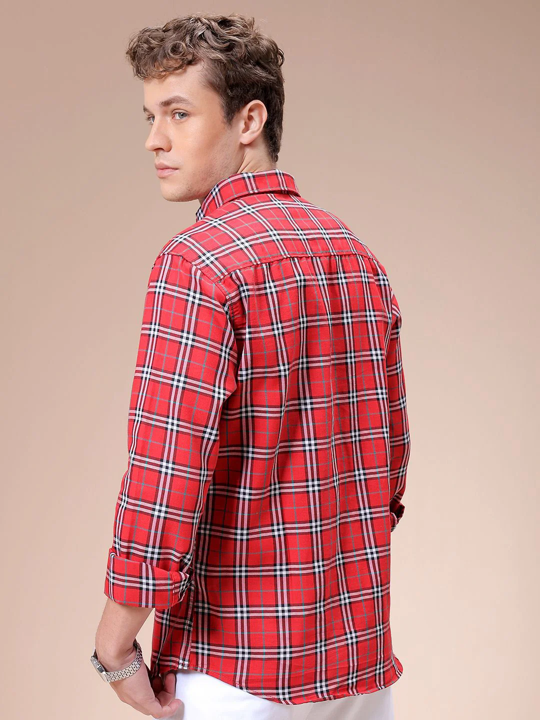 The Indian Garage Co Men Spread Collar Checked Cotton Slim Fit Casual Shirt - Image 6