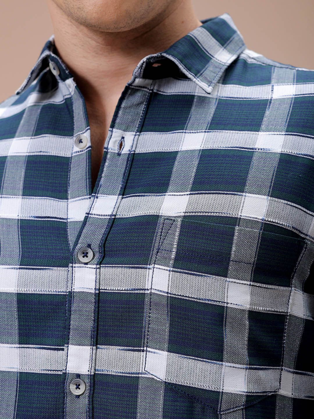 The Indian Garage Co Men Spread Collar Checked Slim Fit Casual Shirt - Image 2
