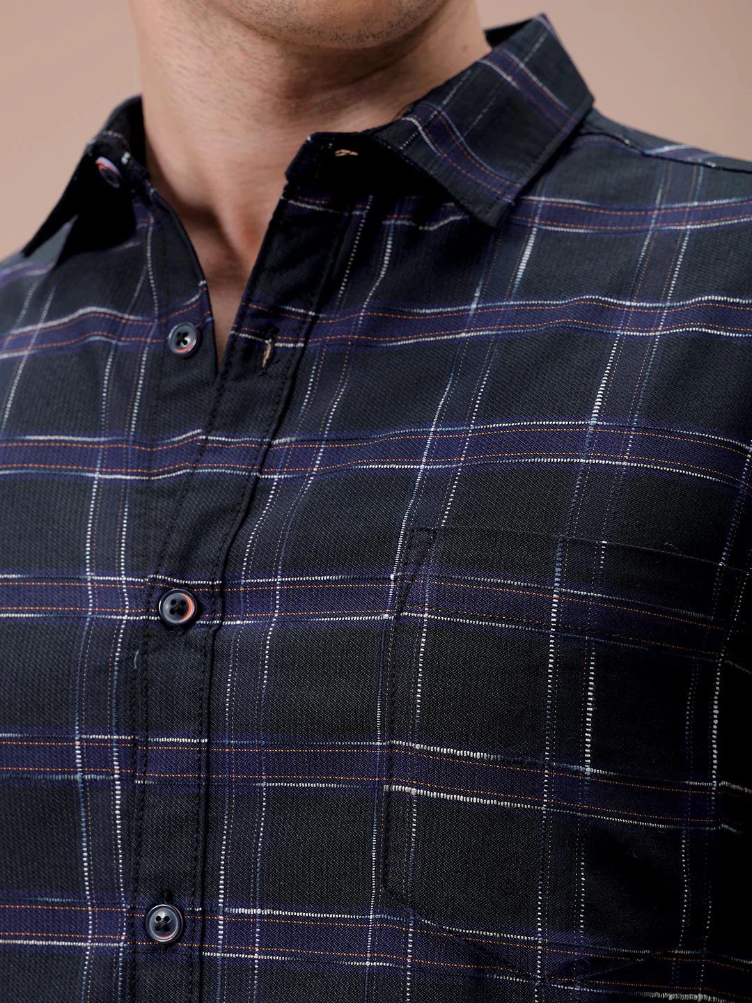 The Indian Garage Co Men Spread Collar Checked Cotton Slim Fit Casual Shirt - Image 2